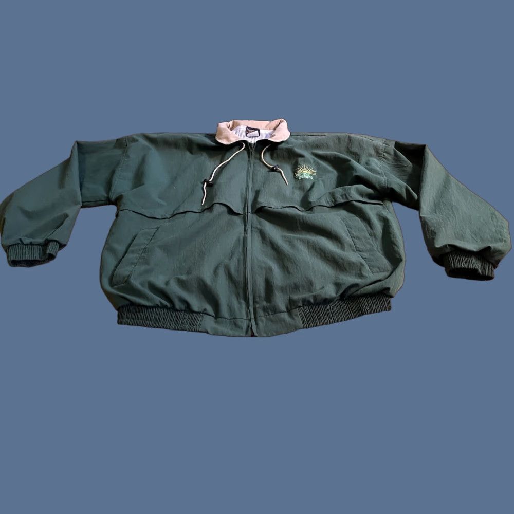 Vintage VINTAGE Hilton Active Apparel Jacket Mens XL Green 90s Windbreaker Full Zip Lined Pockets Logo Embroidered Weathered Casual Workwear Size US XL / EU 56 / 4 - 1 Thumbnail