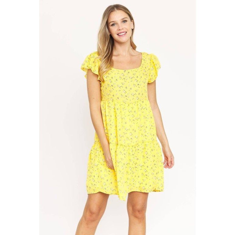 Other Yellow Floral Ruffle Sleeve Sundress - XL Women's Summer Cas Size XL / US 12-14 / IT 48-50 - 1 Thumbnail