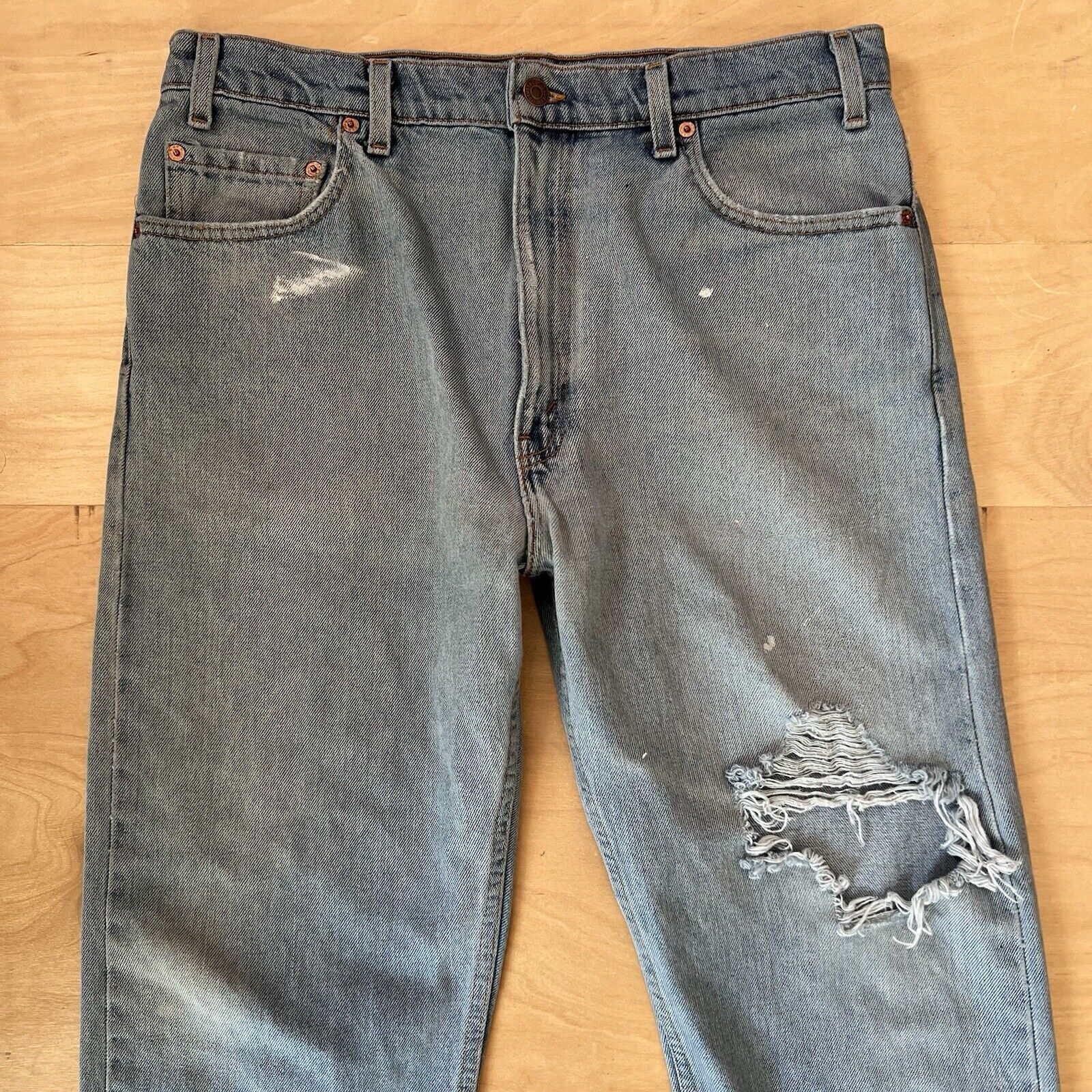 Levi's × Vintage Vintage Levis 505 Jeans Blue 90s Light Wash Denim Straight Size US 35 - 3 Thumbnail
