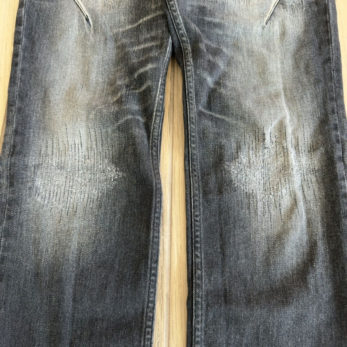 Number (N)ine Washed Black Distressed Repaired Red Stitch Denim Jeans Size US 31 - 4 Thumbnail