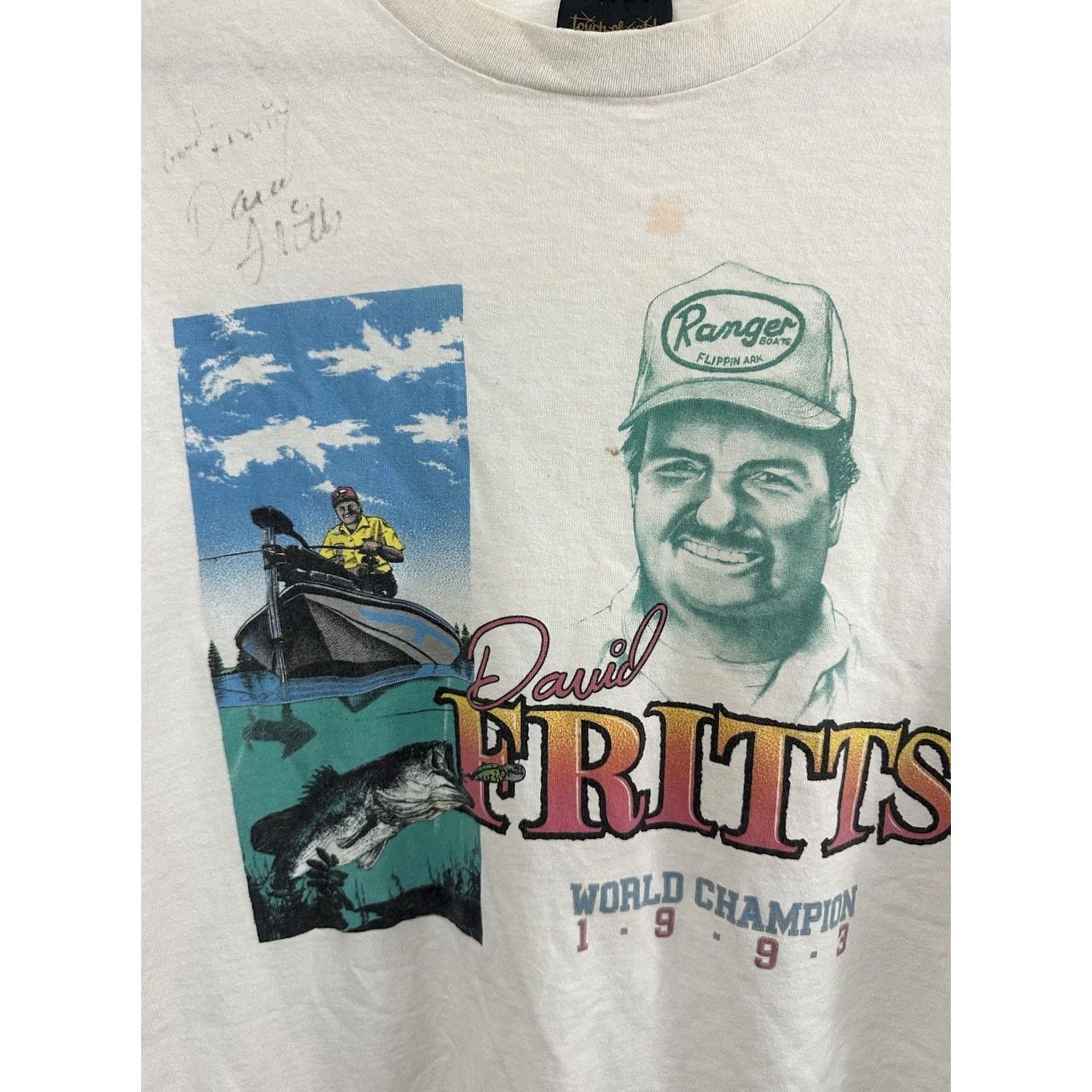 Vintage VTG 90s David Fritts 1993 World Champion Ranger Boats Fishing Signed T-Shirt XL Men's White Nike Shirt Size US XL / EU 56 / 4 - 3 Thumbnail