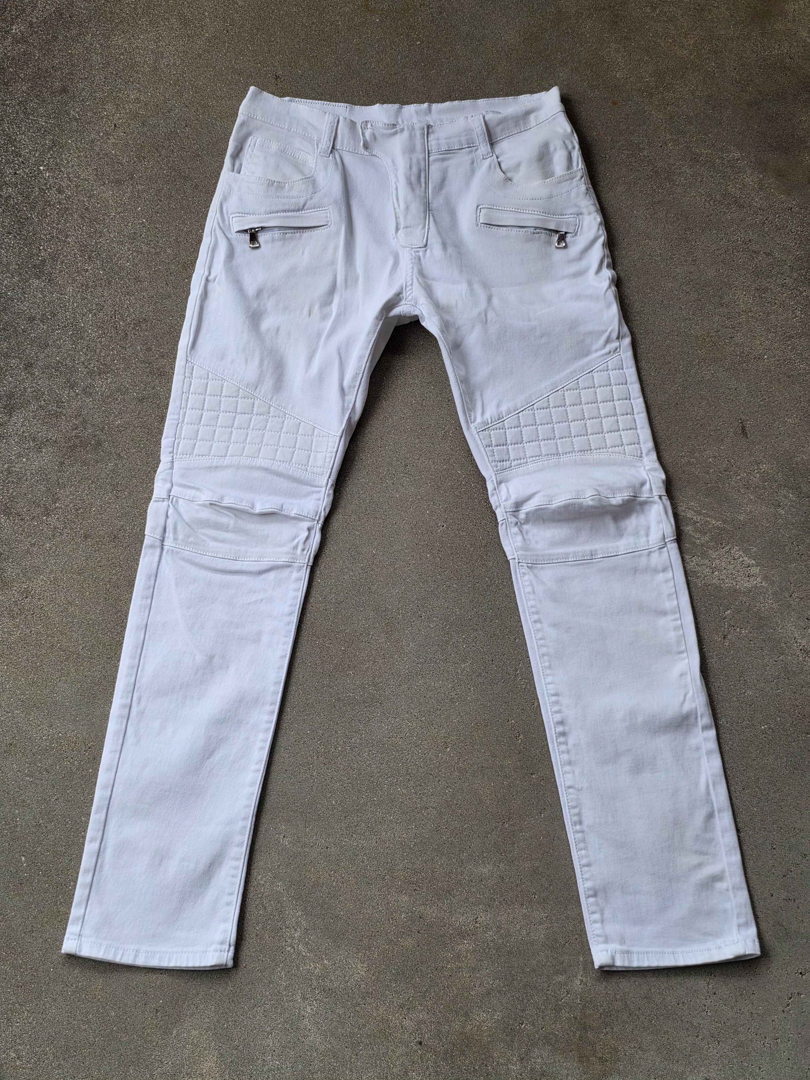 Balmain Balmain x H&M Biker White Coated Jeans | Grailed