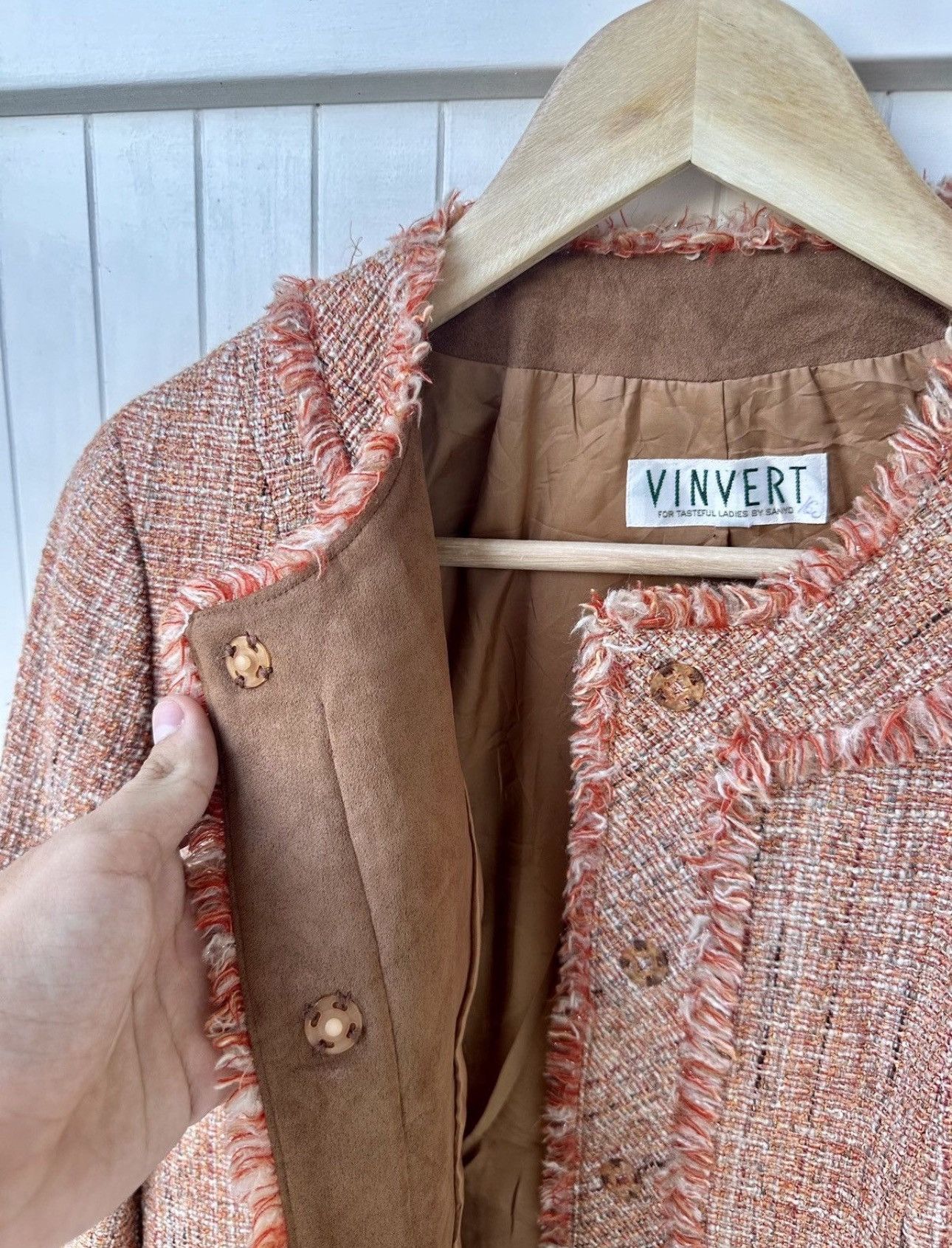 Japanese Brand Vintage Vinvert Tweed Jacket Japan Made Size M / US 6-8 / IT 42-44 - 7 Thumbnail