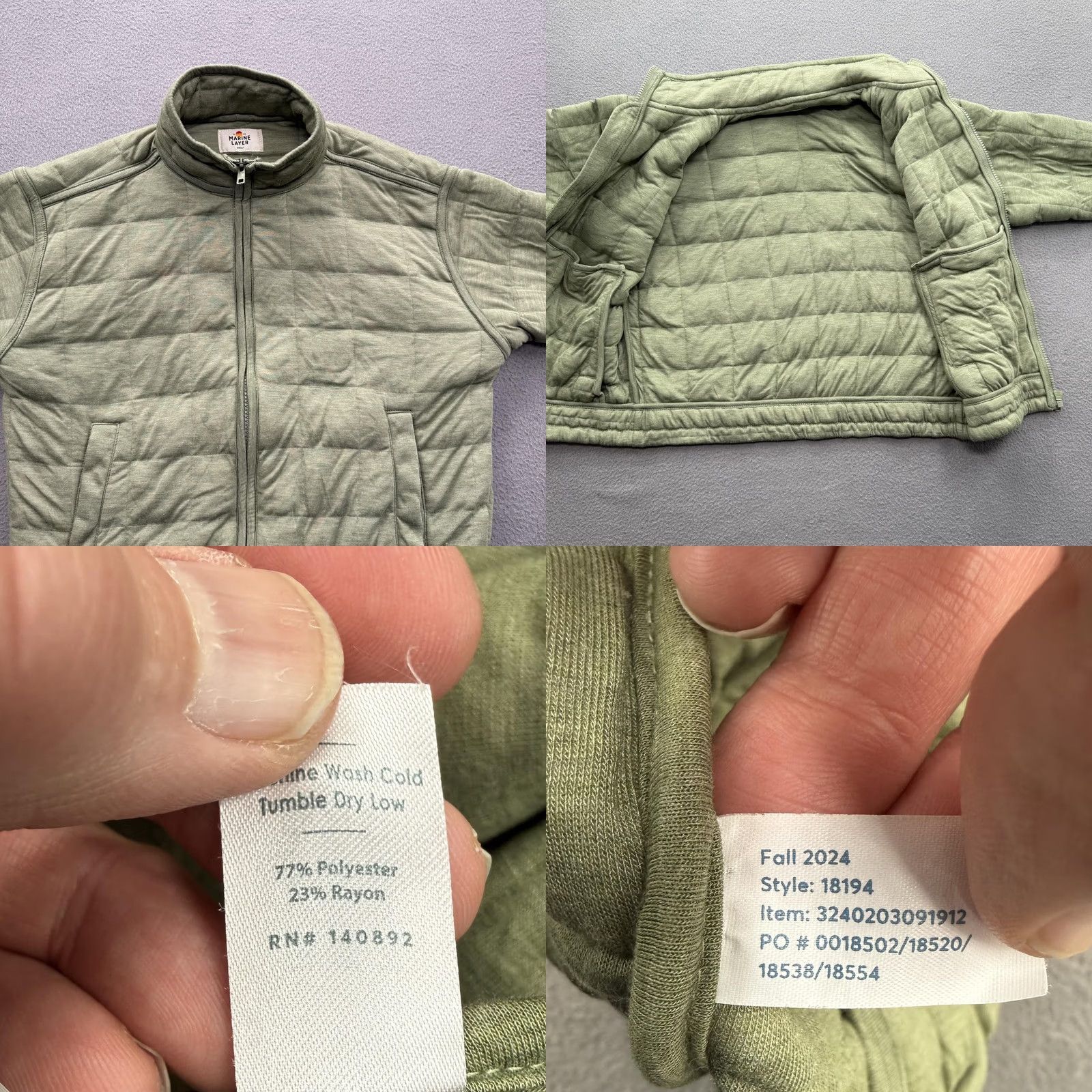 Marine Layer Marine Layer Jacket Women Small Green Quilted Puffer Full Zip Lined Soft Size S / US 4 / IT 40 - 8 Thumbnail