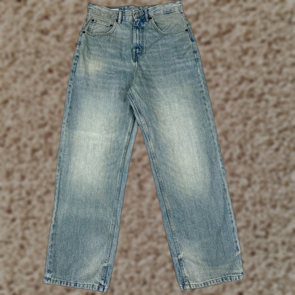 Zara Zara Jeans Womens 31 Blue Denim Wide Leg High Rise Cotton Blend Med Wash 30x31 Size 24" / US 00 / IT 34 - 1 Thumbnail