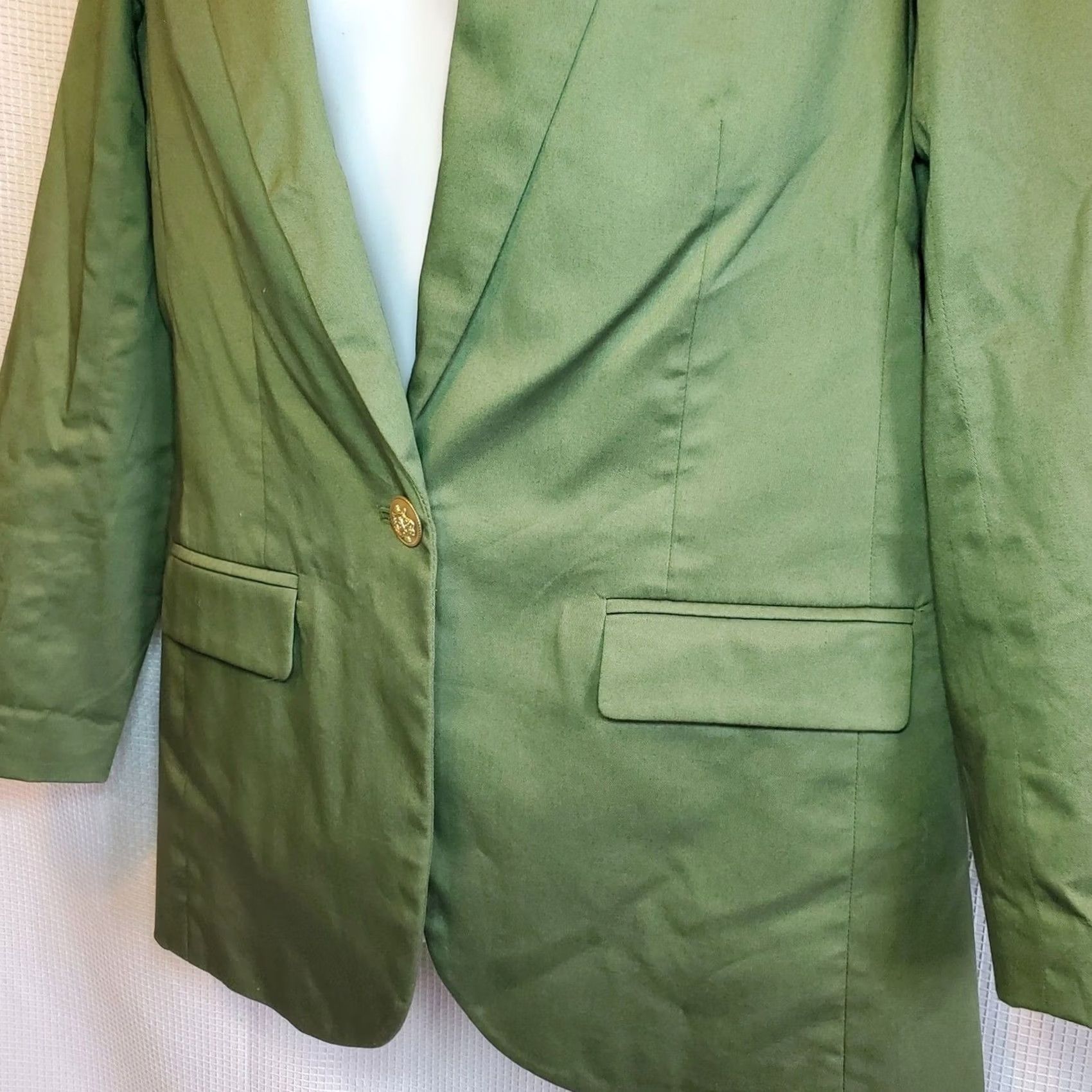 J.Crew J.CREW Alfie Blazer Cotton Womens Sz 2 Kelly Green One Button Preppy Classic Blazer Shirt Jacket Dressy Workwear Spring Summer Fall Womens Size XS / US 0-2 / IT 36-38 - 2 Thumbnail