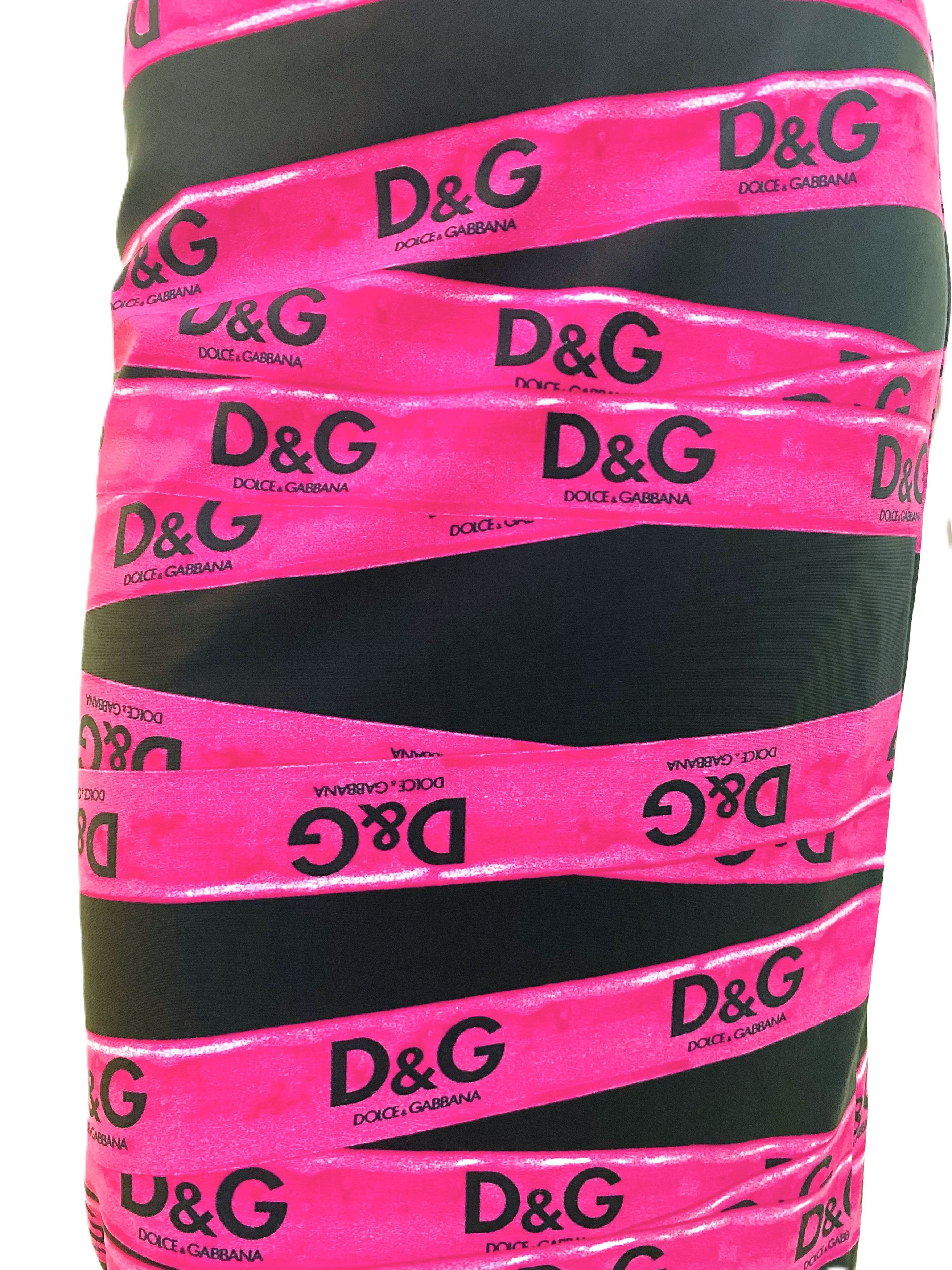 Dolce & Gabbana D&G Dolce & Gabbana F/W 2003 Caution Tape High Waisted Skirt Size 30" / US 8 / IT 44 - 5 Thumbnail