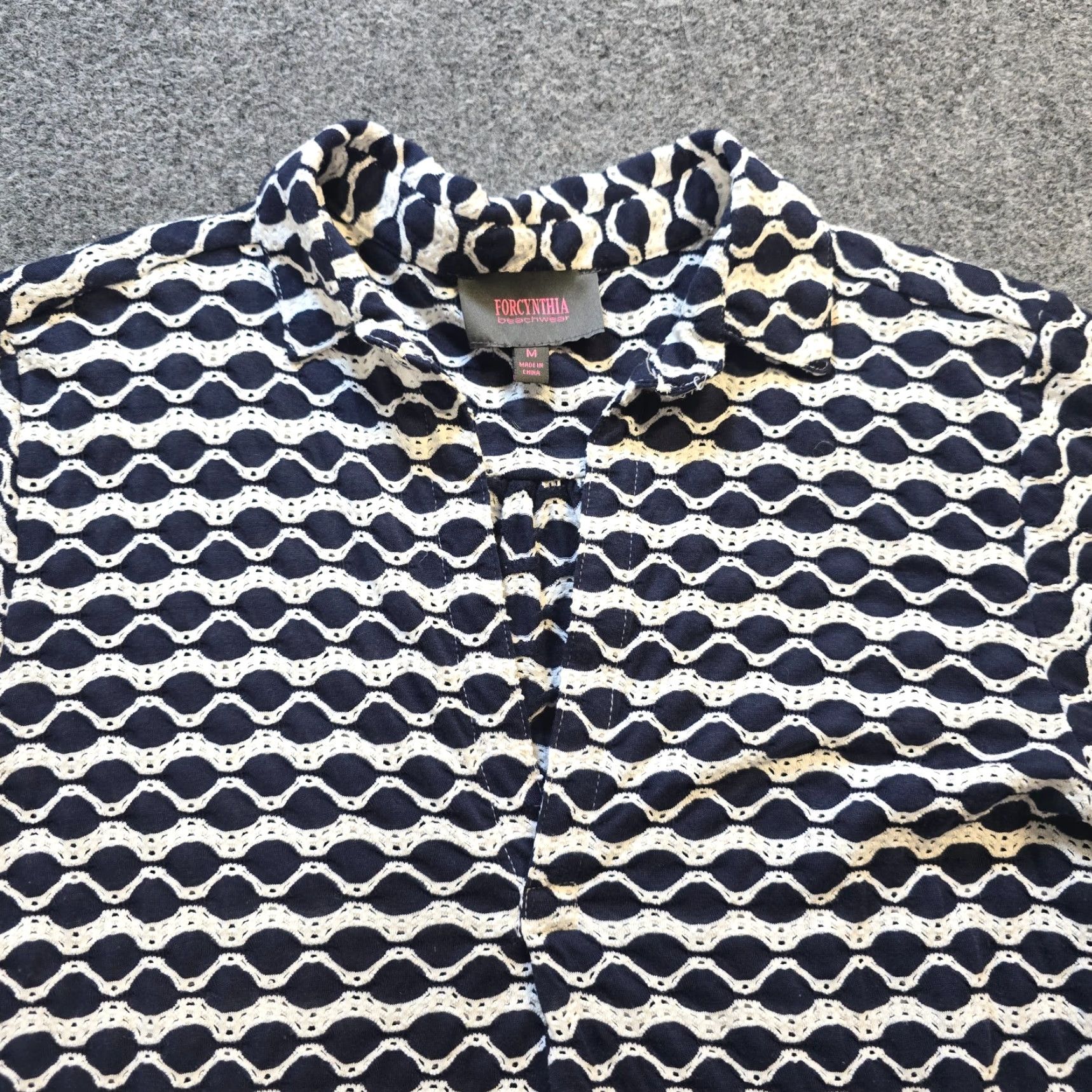 Vintage For Cynthia Top Womens Tunic Shirt M Blue Pockets Stretchy Casual Coverup Size M / US 6-8 / IT 42-44 - 2 Thumbnail
