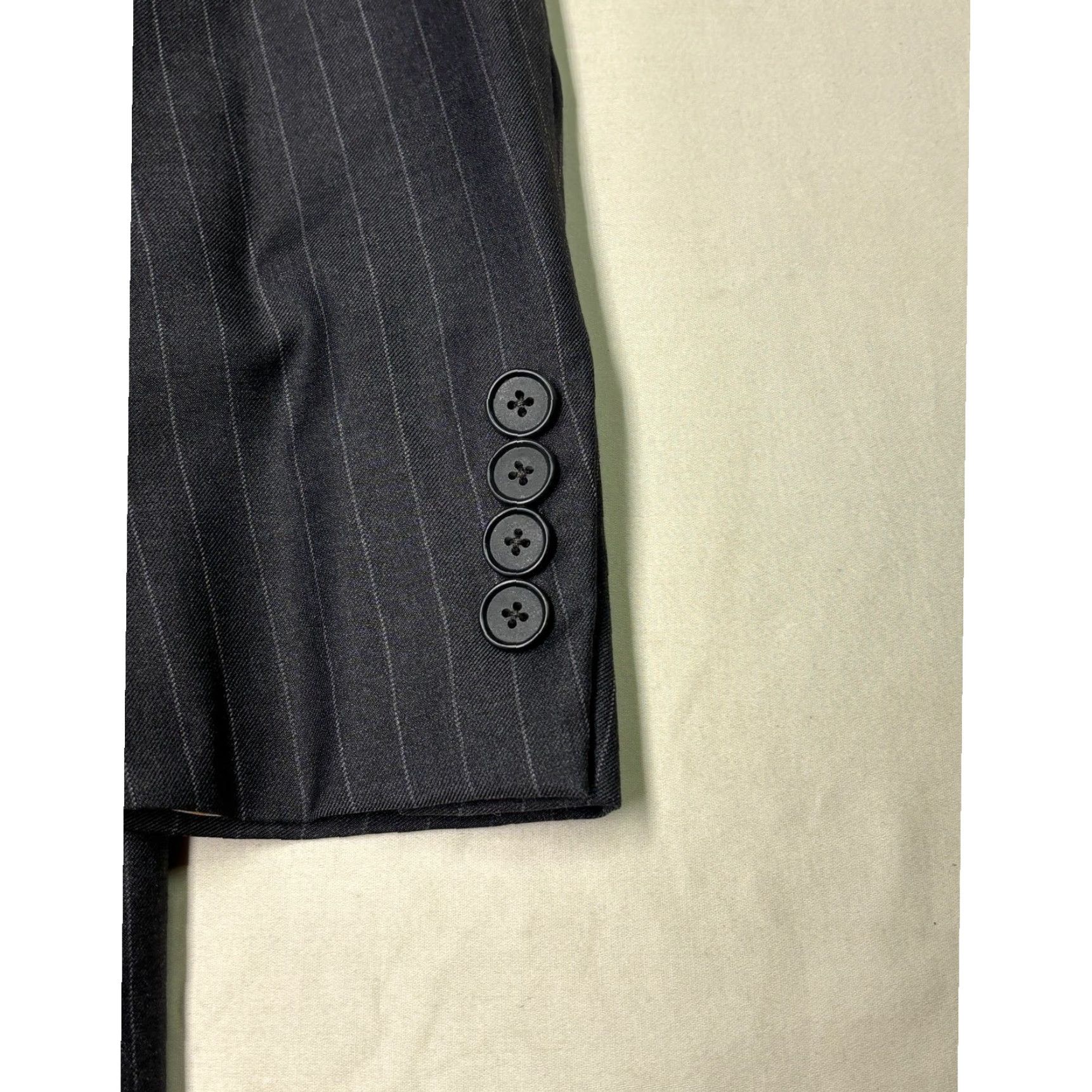 Loro Piana Hickey Freeman Blazer Loro Piana Super 150s Wool Pinstripe 42L Charcoal Size 42R - 3 Thumbnail