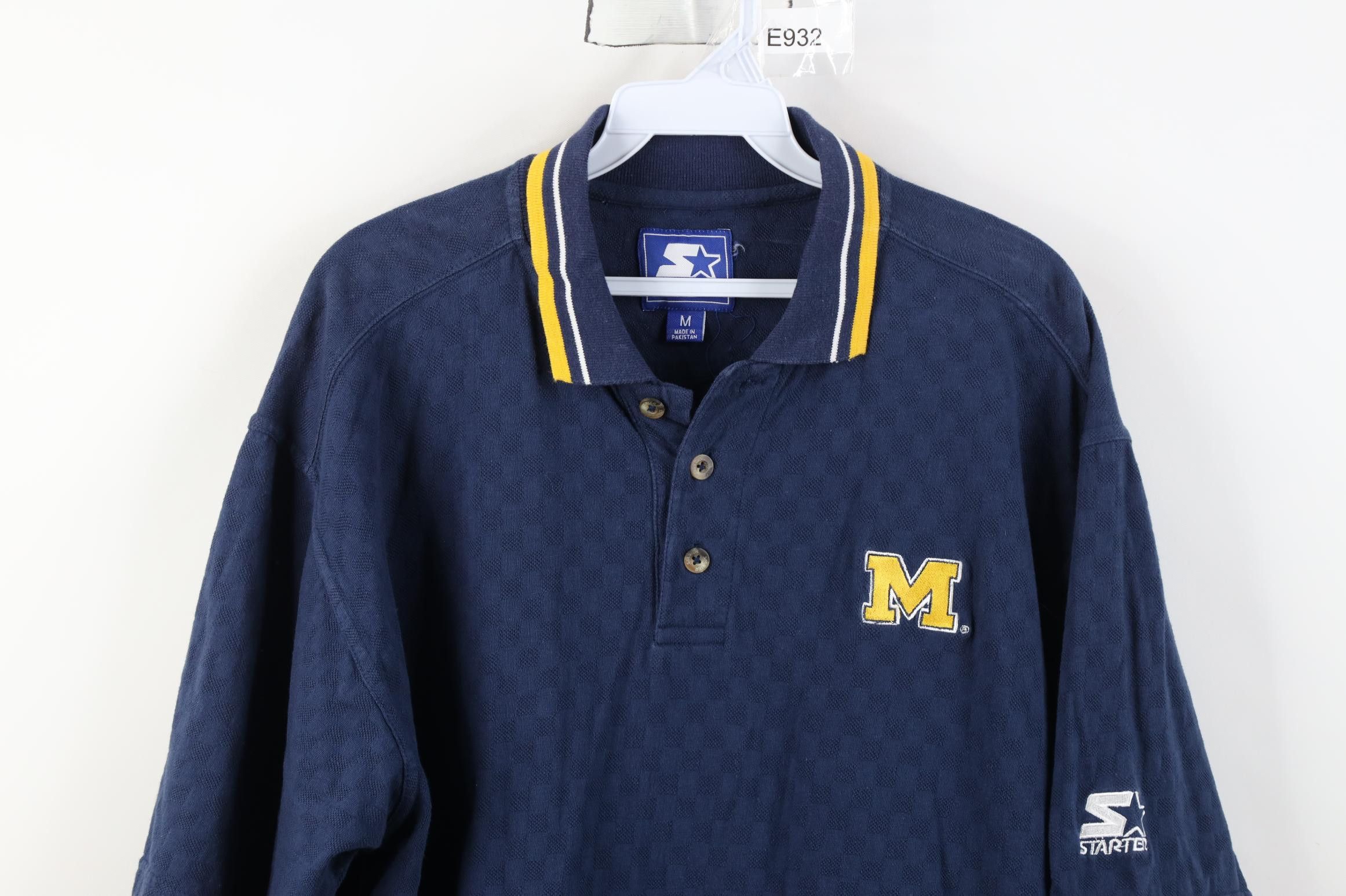 Starter Vintage 90s Starter University of Michigan Knit Polo Shirt Size US M / EU 48-50 / 2 - 2 Thumbnail