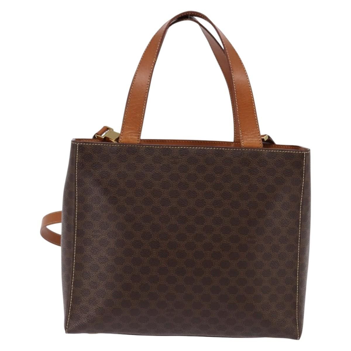 Celine CELINE Macadam Canvas Hand Bag Pvc Leather Brown Gold Size ONE SIZE - 3 Thumbnail