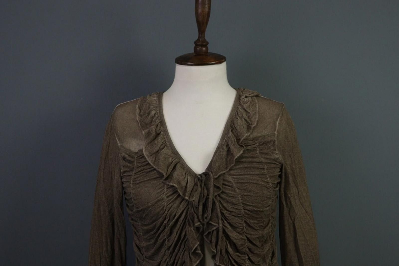 Designer Elisa Cavaletti Brown Designed Drawsting Cardigan Sweater Size M / US 6-8 / IT 42-44 - 5 Thumbnail