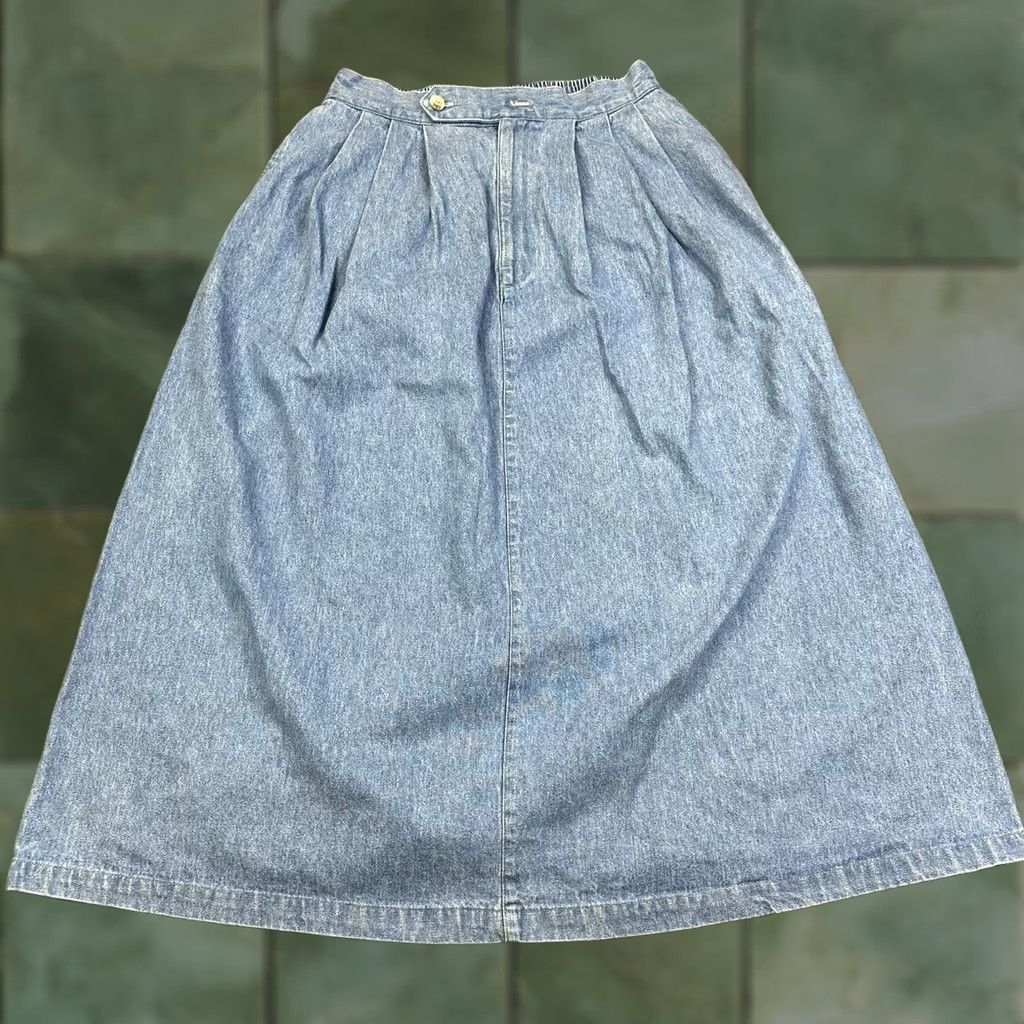 Denime VINTAGE Womens Denim Skirt 12 Long 100% Cotton Made In USA With Pockets Outback Red Black Cap? Size 34" / US 12 / IT 48 - 1 Thumbnail