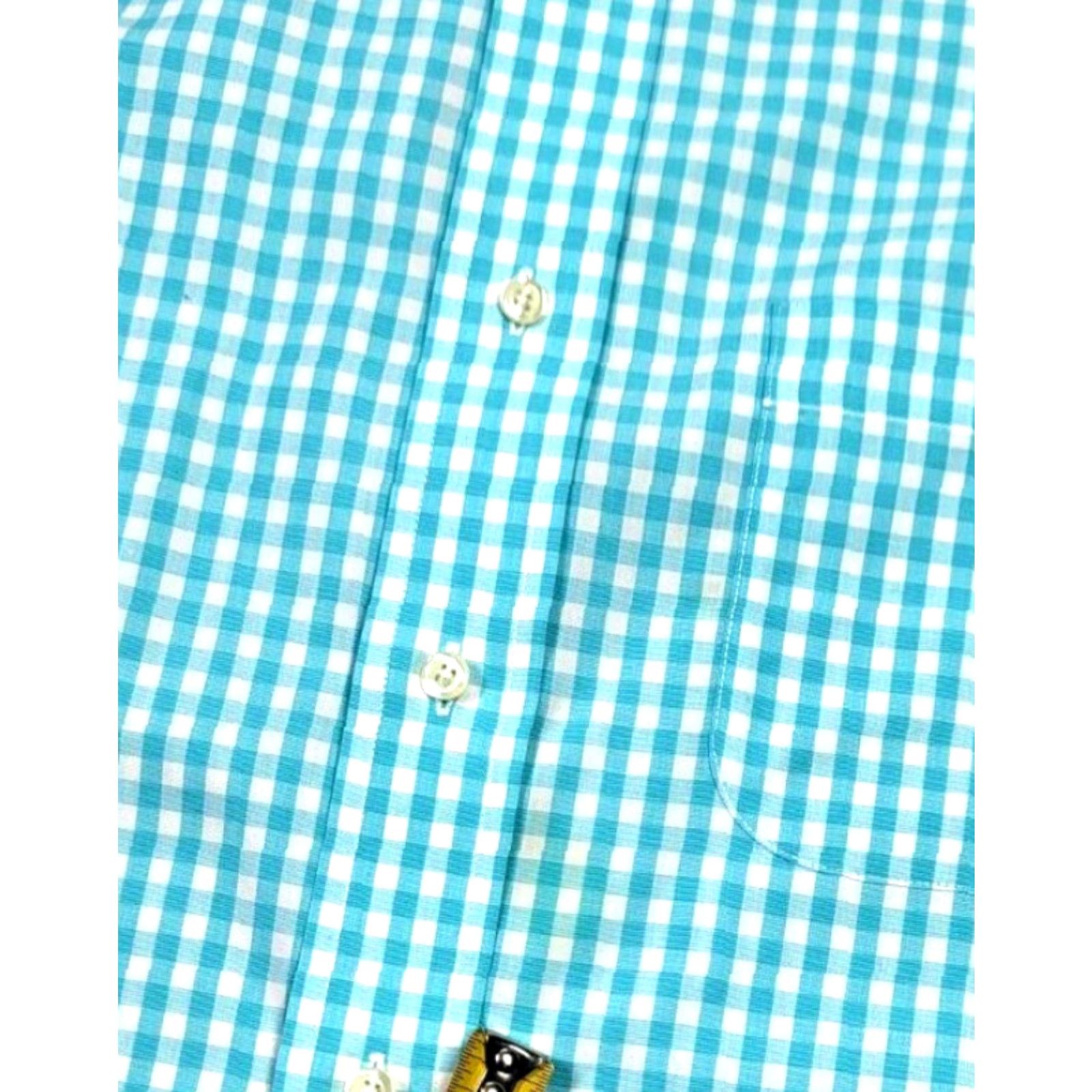 Brooks Brothers Brooks Brothers Gingham Check Button Up Shirt Long Sleeve Men 16-35 Teal Blue Classic 16 Regular Button-Up Mens Size US L / EU 52-54 / 3 - 7 Thumbnail
