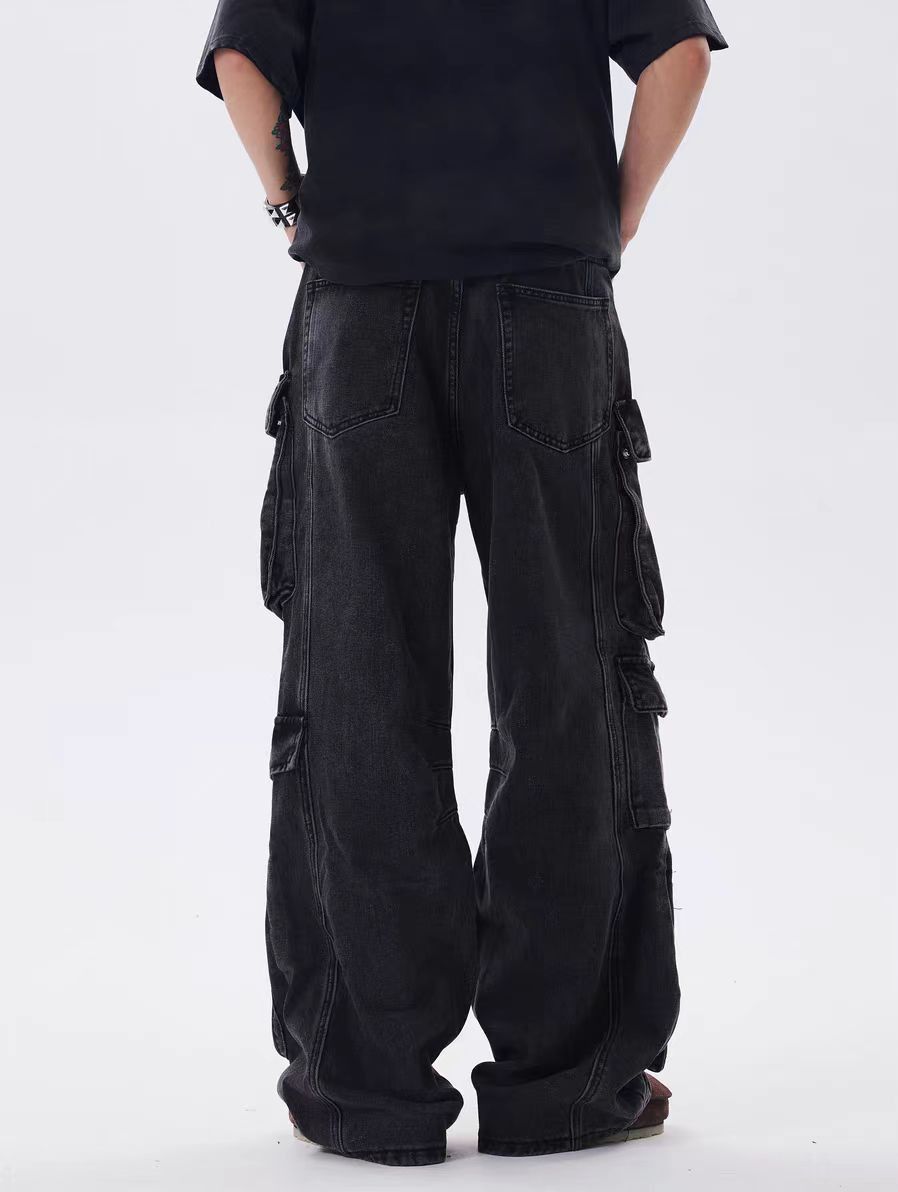 Japanese Brand × Jean Heavy vintage wash multi-pocket baggy jeans Size US 33 - 4 Thumbnail