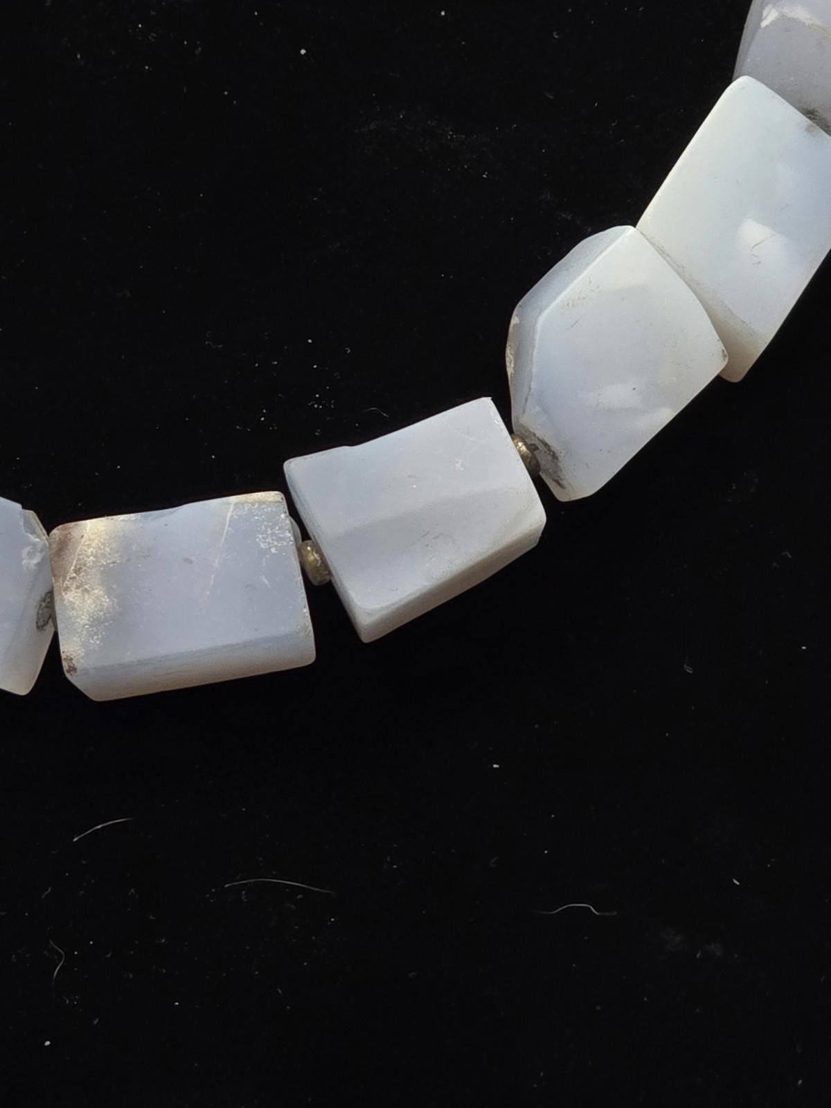 Sterling Silver Vintage Chunky Blue Chalcedony Necklace Set Sterling Cones Size ONE SIZE - 3 Thumbnail