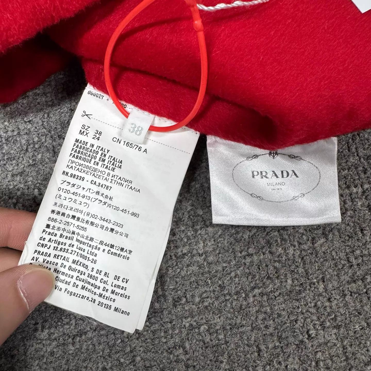 Prada Prada red suede waterripple triangle logo hooded zip jacket Size XS / US 0-2 / IT 36-38 - 6 Thumbnail