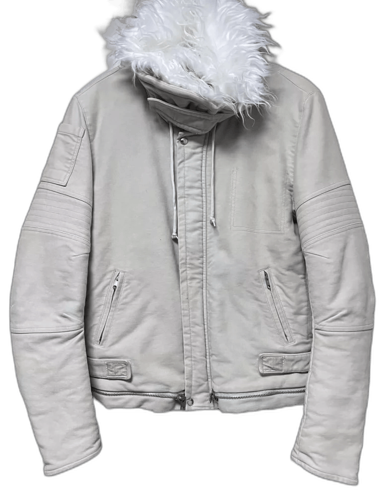 helmut lang astro jacket with fur collar