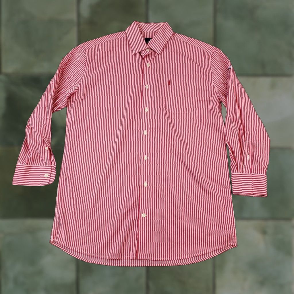 johnnie-O Johnnie-O Men's Medium Red and White Striped Long Sleeve Button Up Shirt Stretch Size US M / EU 48-50 / 2 - 1 Thumbnail
