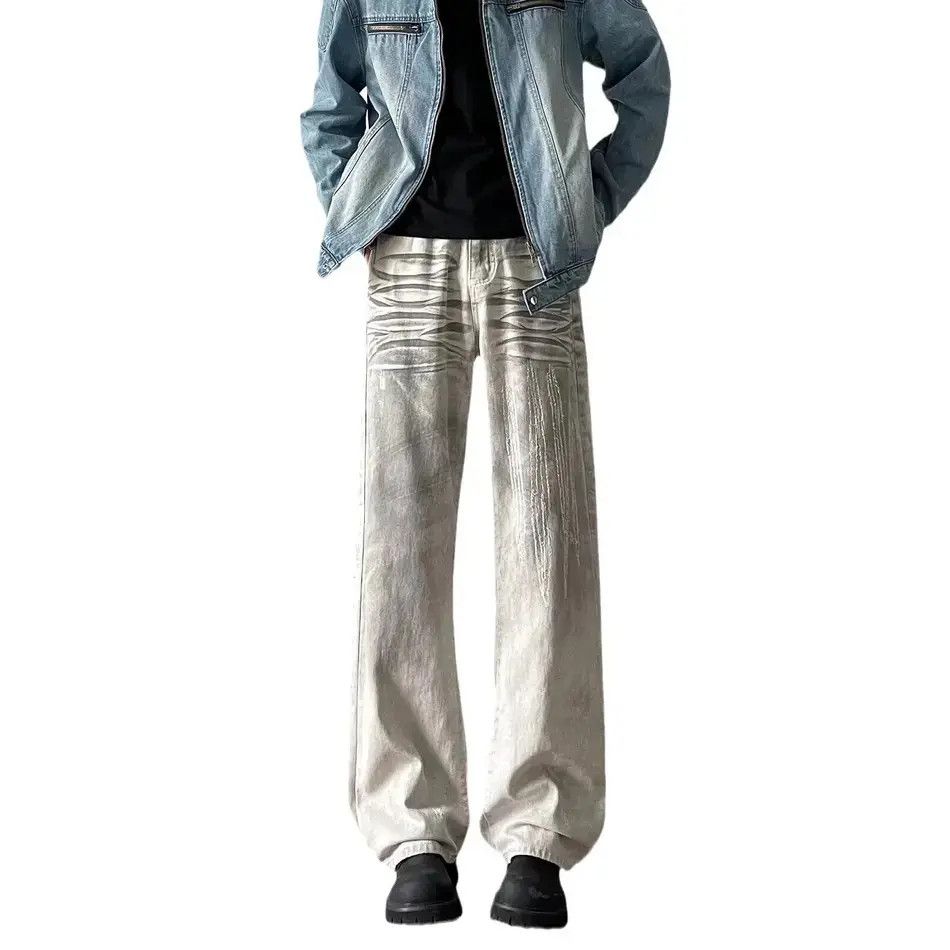 Japanese Brand Retro loose dirty dyed cat whisker jeans Size US 32 / EU 48 - 5 Thumbnail