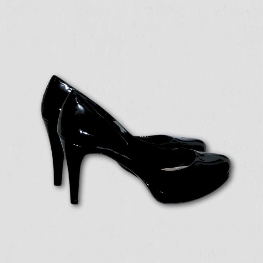 Vince Camuto Platform Heels Nubuck Patent Lacquer Leather Black sz 9.5 Size US 9.5 / IT 39.5 - 4 Thumbnail