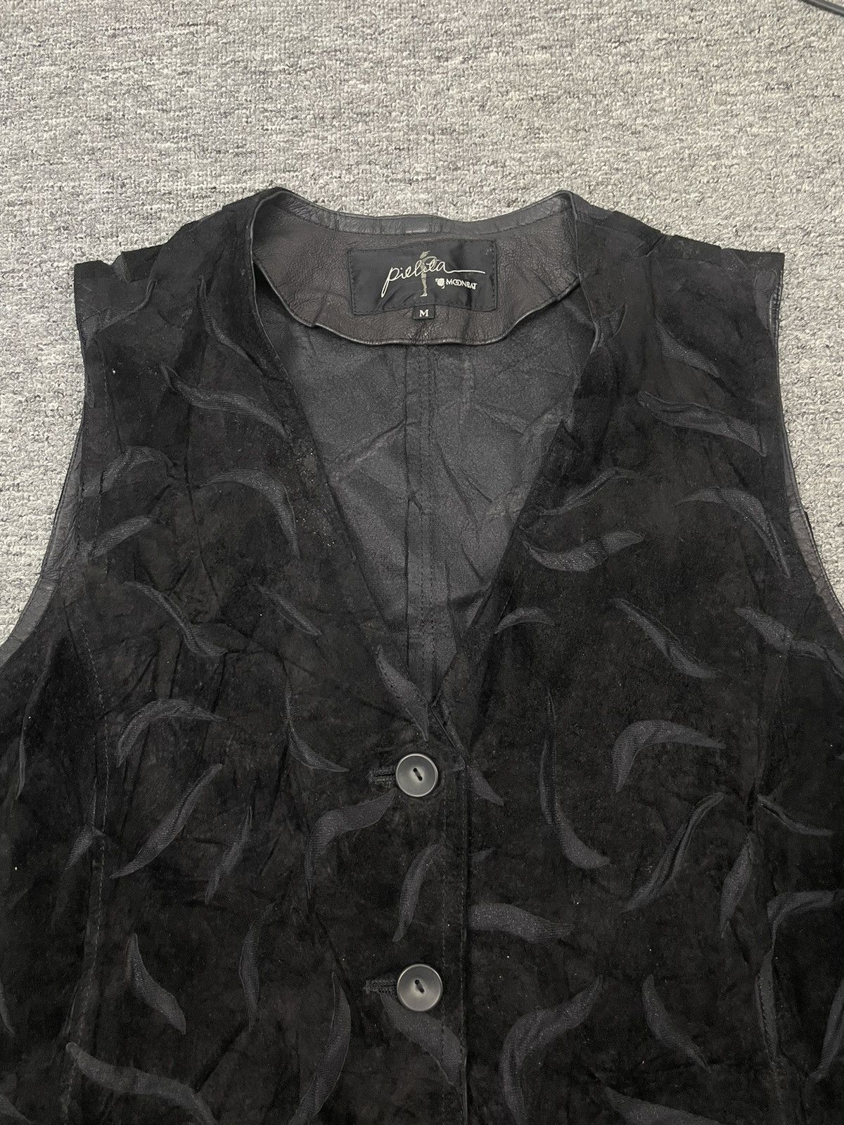 If Six Was Nine Vintage Designer Suede Leather Coat Sleeveless Floral Size US L / EU 52-54 / 3 - 3 Thumbnail
