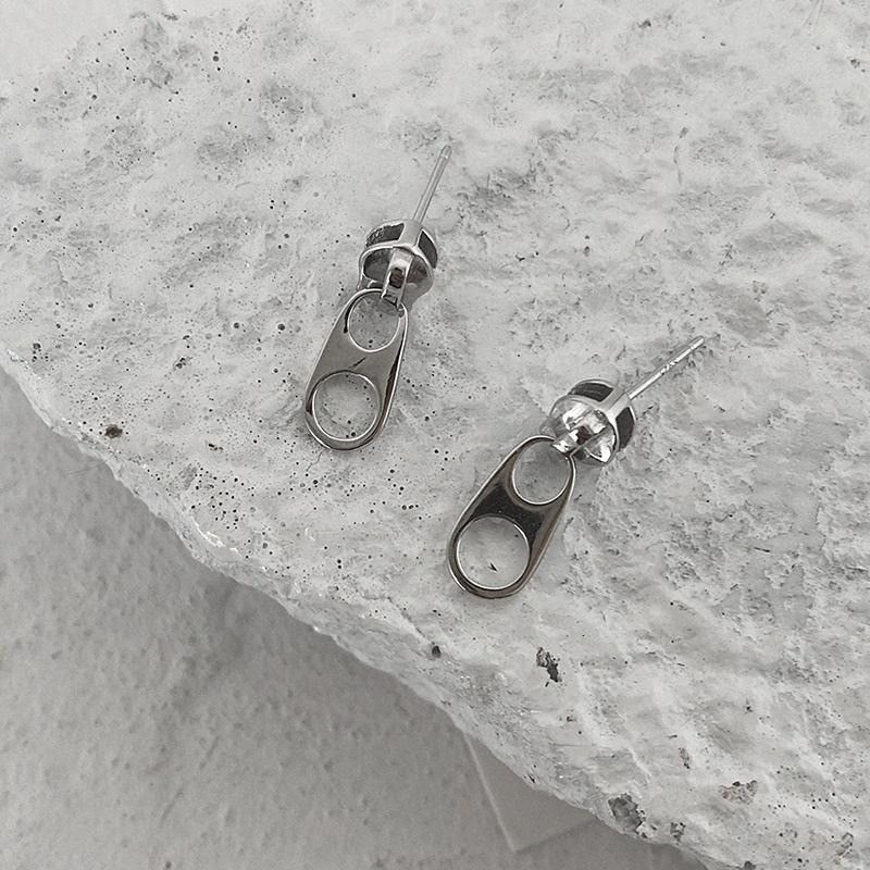 Jewelry × Sterling Silver Zipper New Trend Earrings One Pairs Chrome Jewelry Size ONE SIZE - 3 Thumbnail