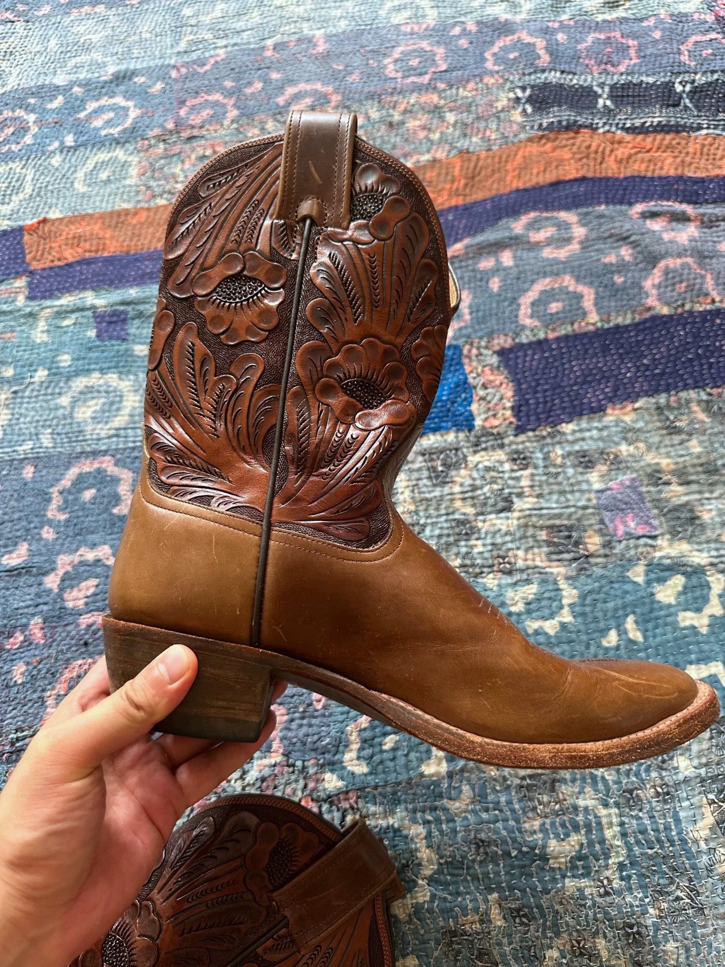 RRL Ralph Lauren RRL Western Distressed Carved Boots 9D Vintage Size US 9 / EU 42 - 5 Thumbnail