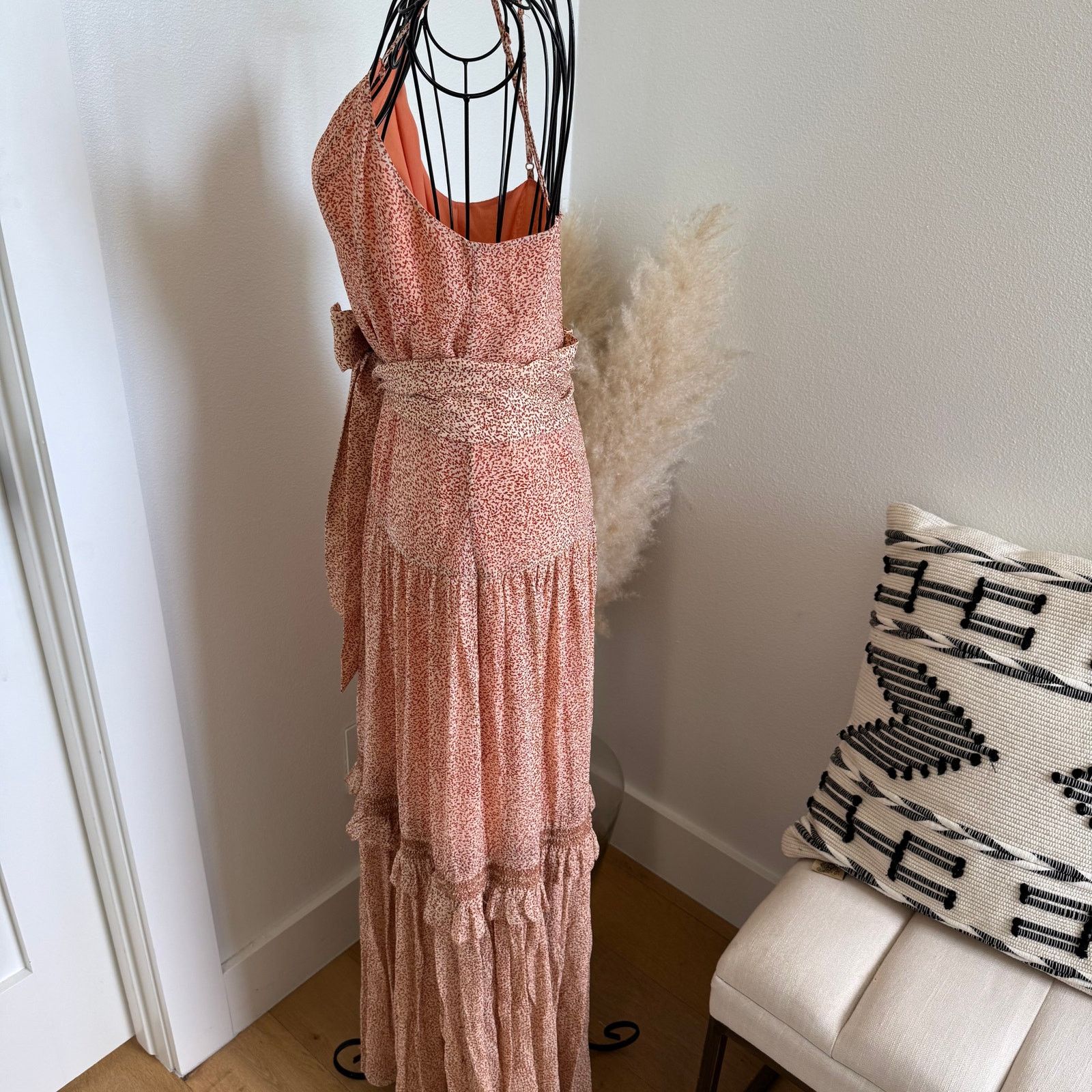 Jonathan Simkhai Simkhai Gia Printed Silk Crinkle Chiffon Tiered Maxi Dress Size S / US 4 / IT 40 - 7 Thumbnail