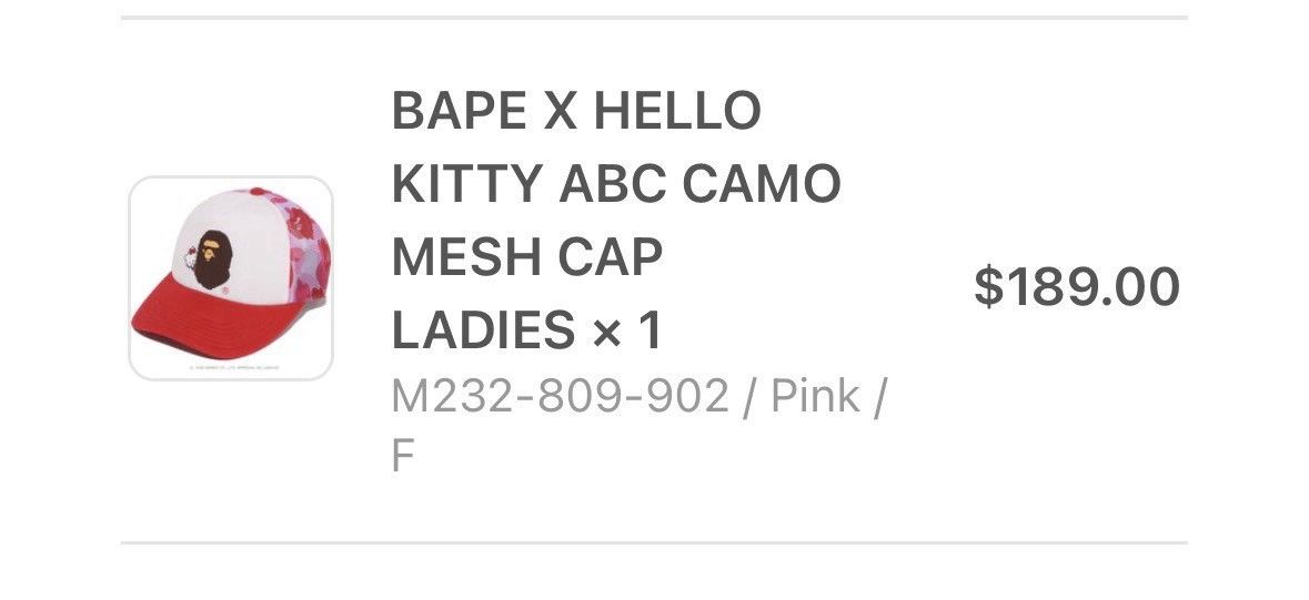 Bape A BATHING APE Sanrio Hello Kitty ABC CAMO MESH CAP HAT Pink Size ONE SIZE - 7 Thumbnail