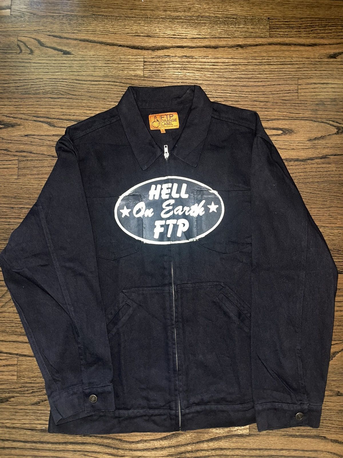 FTP Orange Label F**k The Population Work Jacket ‘F**k deals The Industry’ Size Medium