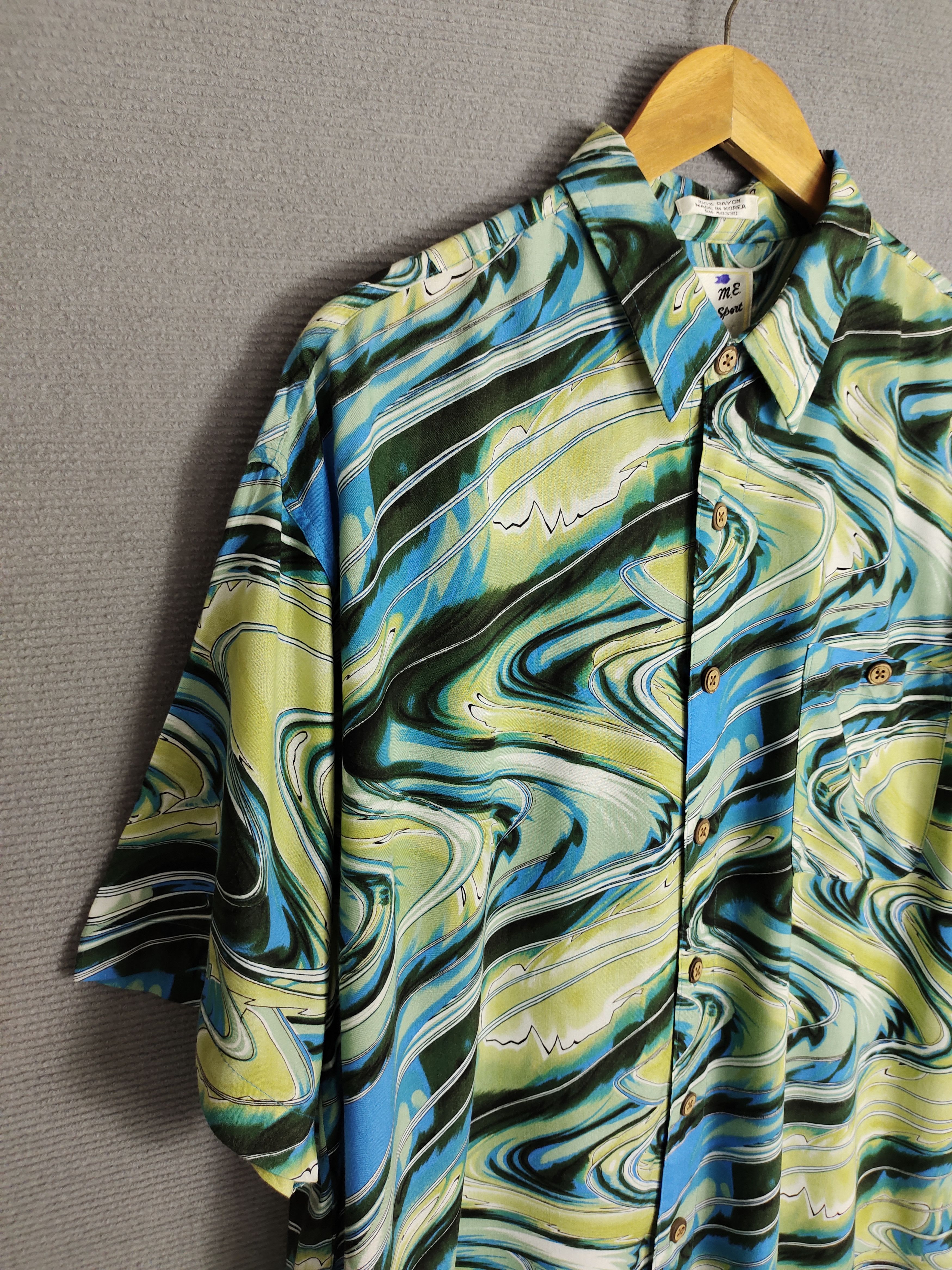 Hysteric Glamour 1990s M.E Sport Abstract Fractal Oversize Hawaiian Shirt Size US L / EU 52-54 / 3 - 3 Thumbnail