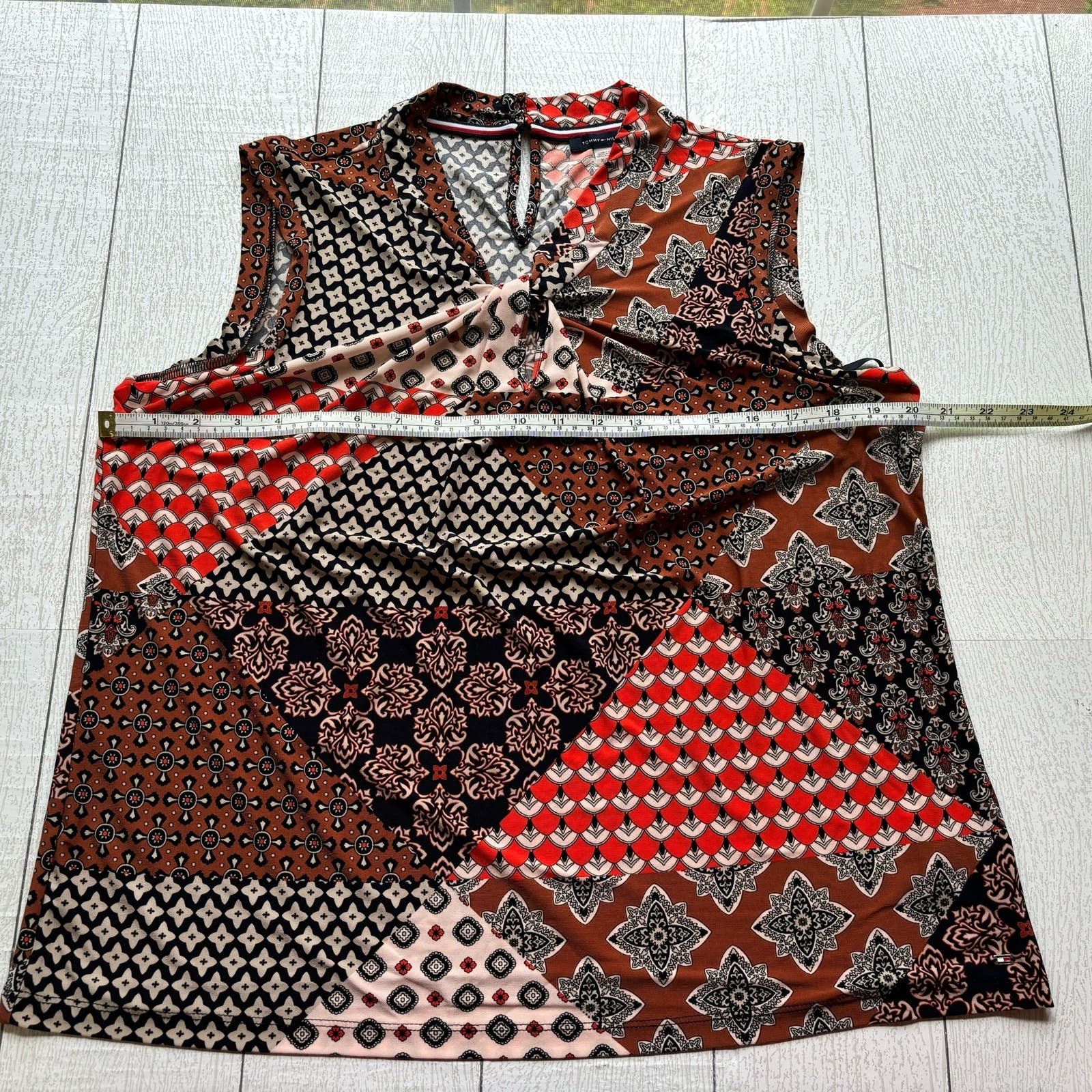 Tommy Hilfiger Tommy Hilfiger Patchwork Blouse Multicolor Sleeveless XL Top Size XL / US 12-14 / IT 48-50 - 4 Thumbnail