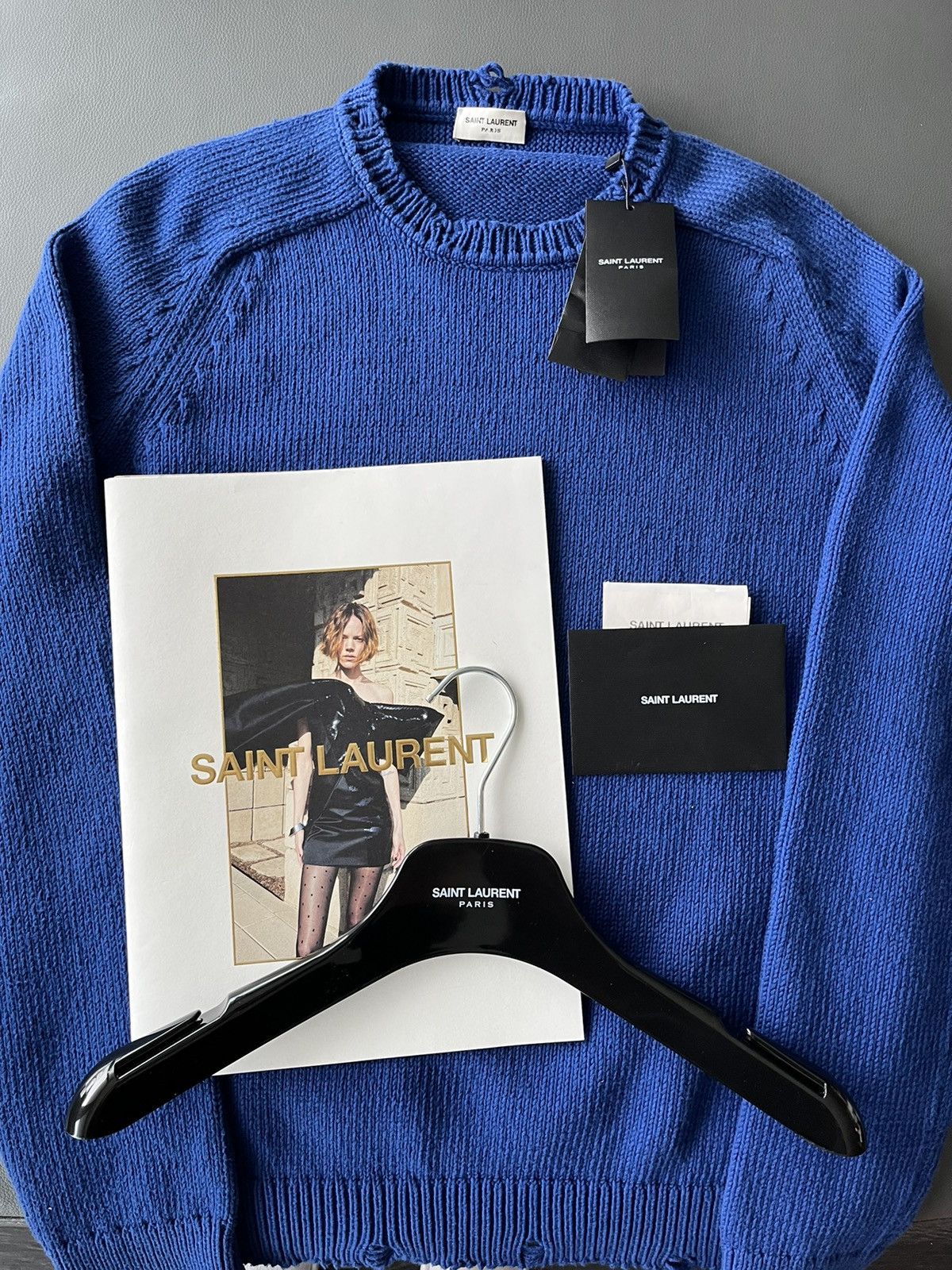 Saint Laurent Paris Super Runway Saint Laurent Sweater Distressed Size US L / EU 52-54 / 3 - 15 Thumbnail