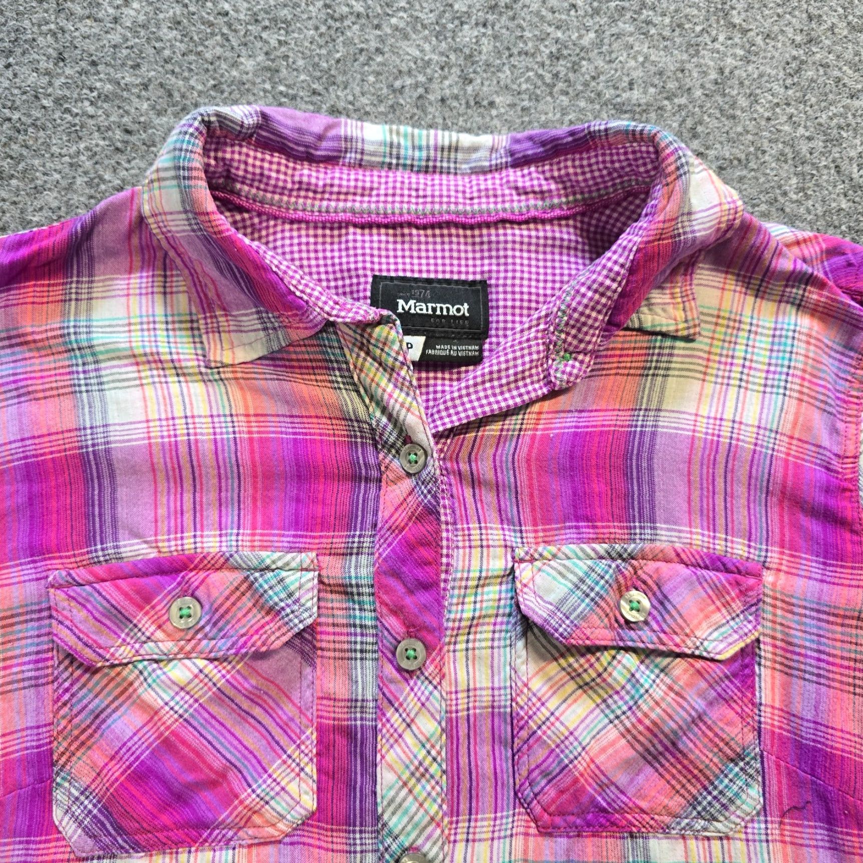 Marmot Marmot Top Womens Size S Purple Plaid Nylon Long Sleeve Outdoor Casual Shirt Size S / US 4 / IT 40 - 2 Thumbnail