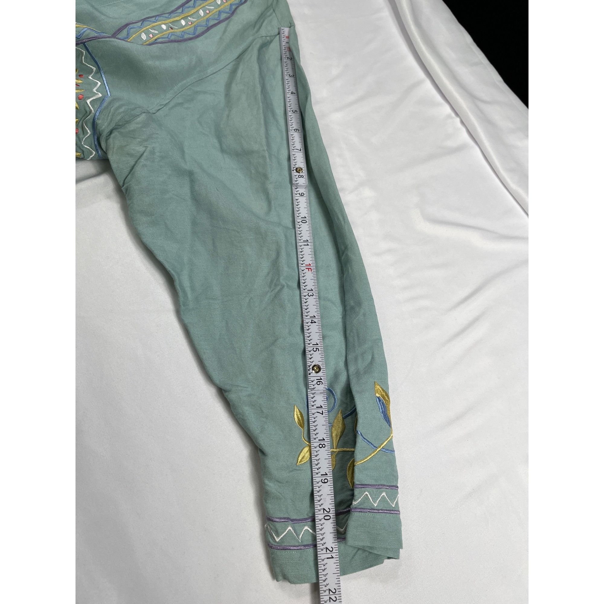 Other Susan Graver SKU 7695 Womens Green Embroidered Button Up Shi Size XL / US 12-14 / IT 48-50 - 7 Thumbnail