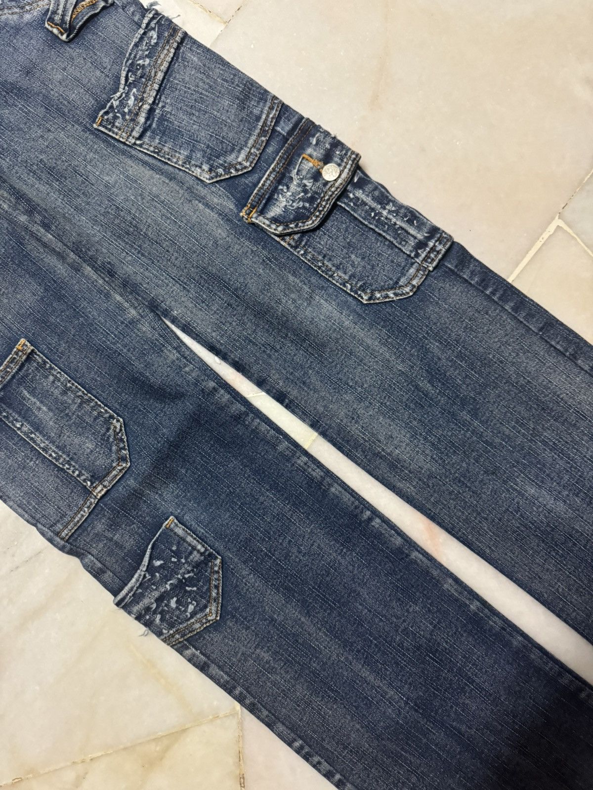 20471120 💥RARE💥JAPANESE CARGO JEANS MULTIPOCKET STYLE WASHED JEAN Size US 28 / EU 44 - 8 Thumbnail