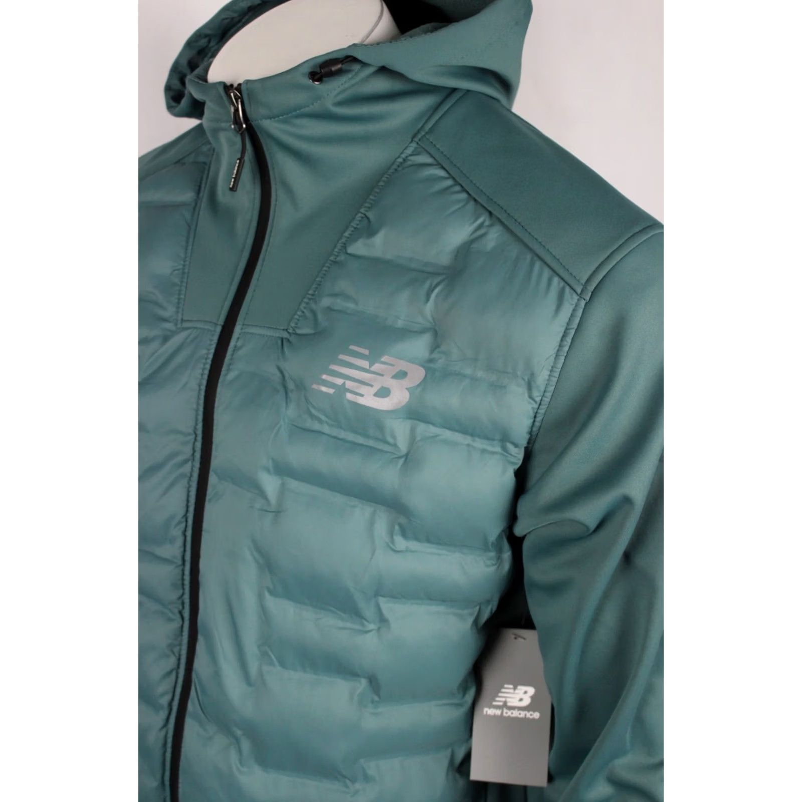 New Balance New Balance Men's Full Zip Softshell Hybrid Jacket Hooded M Medium Dark Teal Size US M / EU 48-50 / 2 - 3 Thumbnail