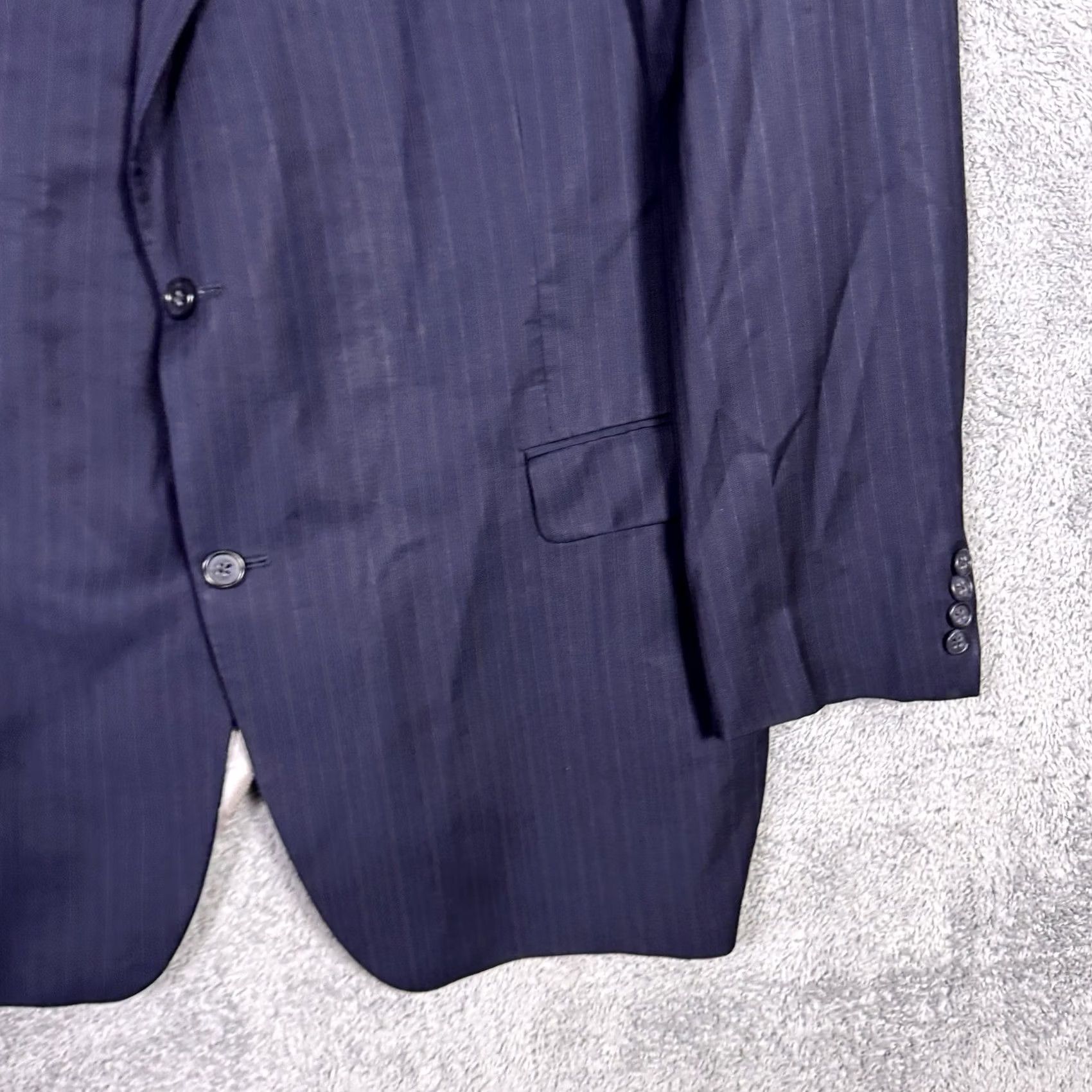 Jack Victor Jack Victor Blazer Mens 48L Wool Striped Single-Breasted 2-Button Notch Lapel Long Jacket City Classic USA Wedding 110s Size 48R - 2 Thumbnail