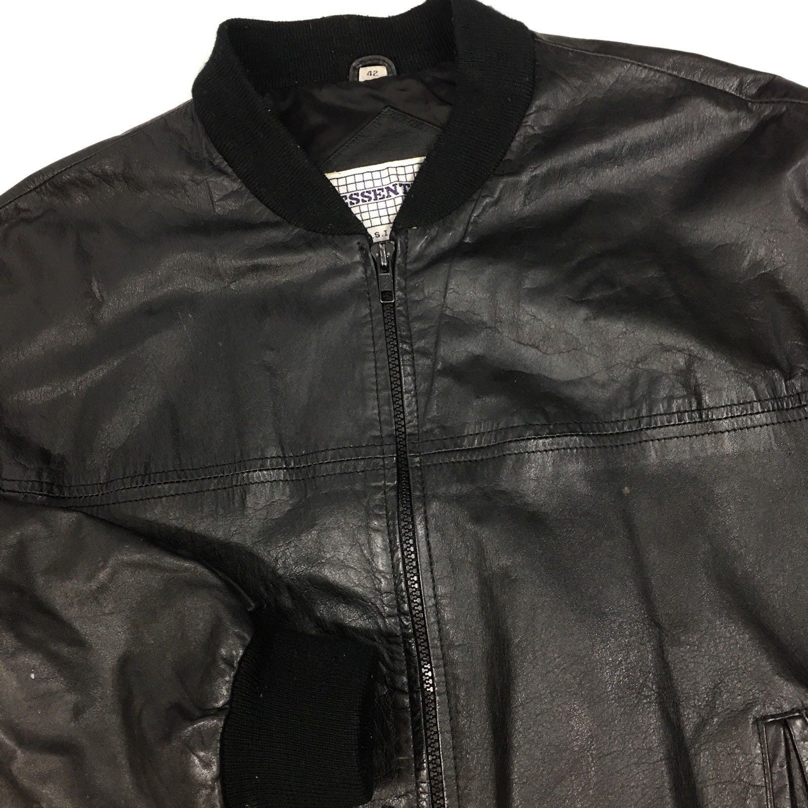 Essentials Vtg Essentials Black Leather CAFE RACER Motorcycle Jacket Size US L / EU 52-54 / 3 - 2 Thumbnail
