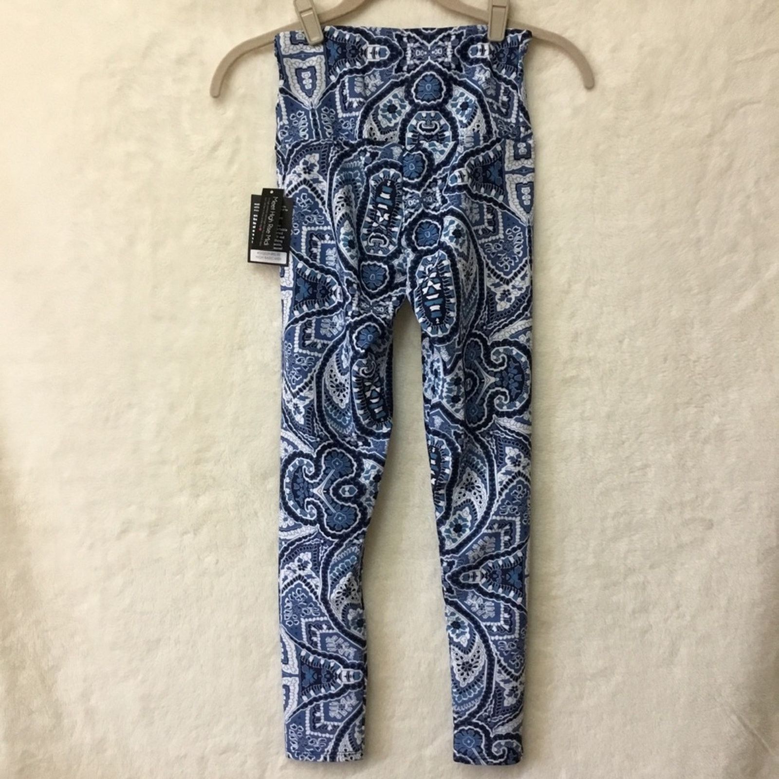 Other ONZIE Blue Pattern High Waist Basic Midi Leggings Size 24" / US 00 / IT 34 - 6 Thumbnail