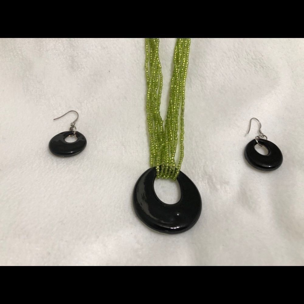 Other Glass Pendant Necklace with Earrings Set Size ONE SIZE - 9 Thumbnail
