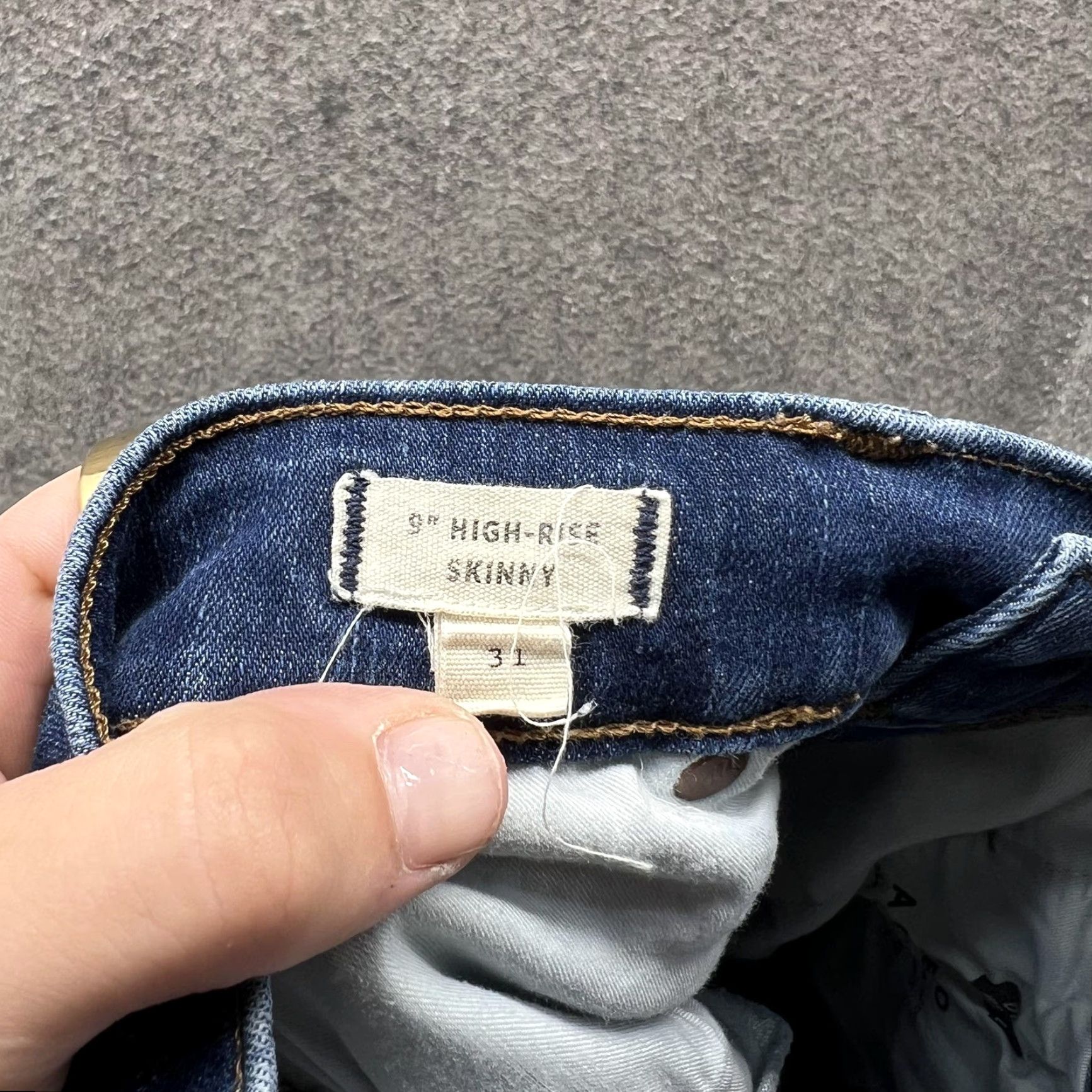 Madewell Madewell Jeans Womens 31 Blue Raw Hem Stretch Denim Ankle 9" High-Rise Skinny Size 24" / US 00 / IT 34 - 3 Thumbnail