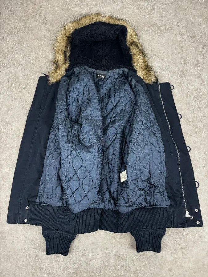 A.P.C. A.P.C. Navy Aviator Fur Hooded Bomber Jacket Size US M / EU 48-50 / 2 - 6 Thumbnail