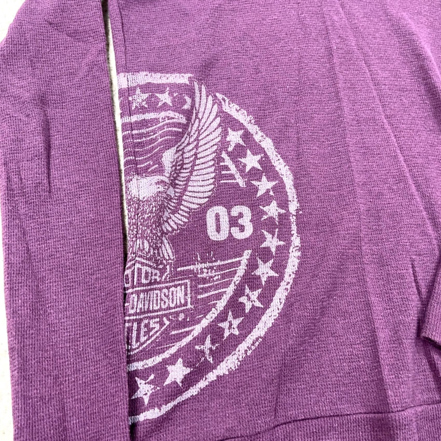 Harley Davidson Vintage Harley-Davidson Shirt Women Medium Purple Thermal Hoodie Waffle Knit Size M / US 6-8 / IT 42-44 - 5 Thumbnail