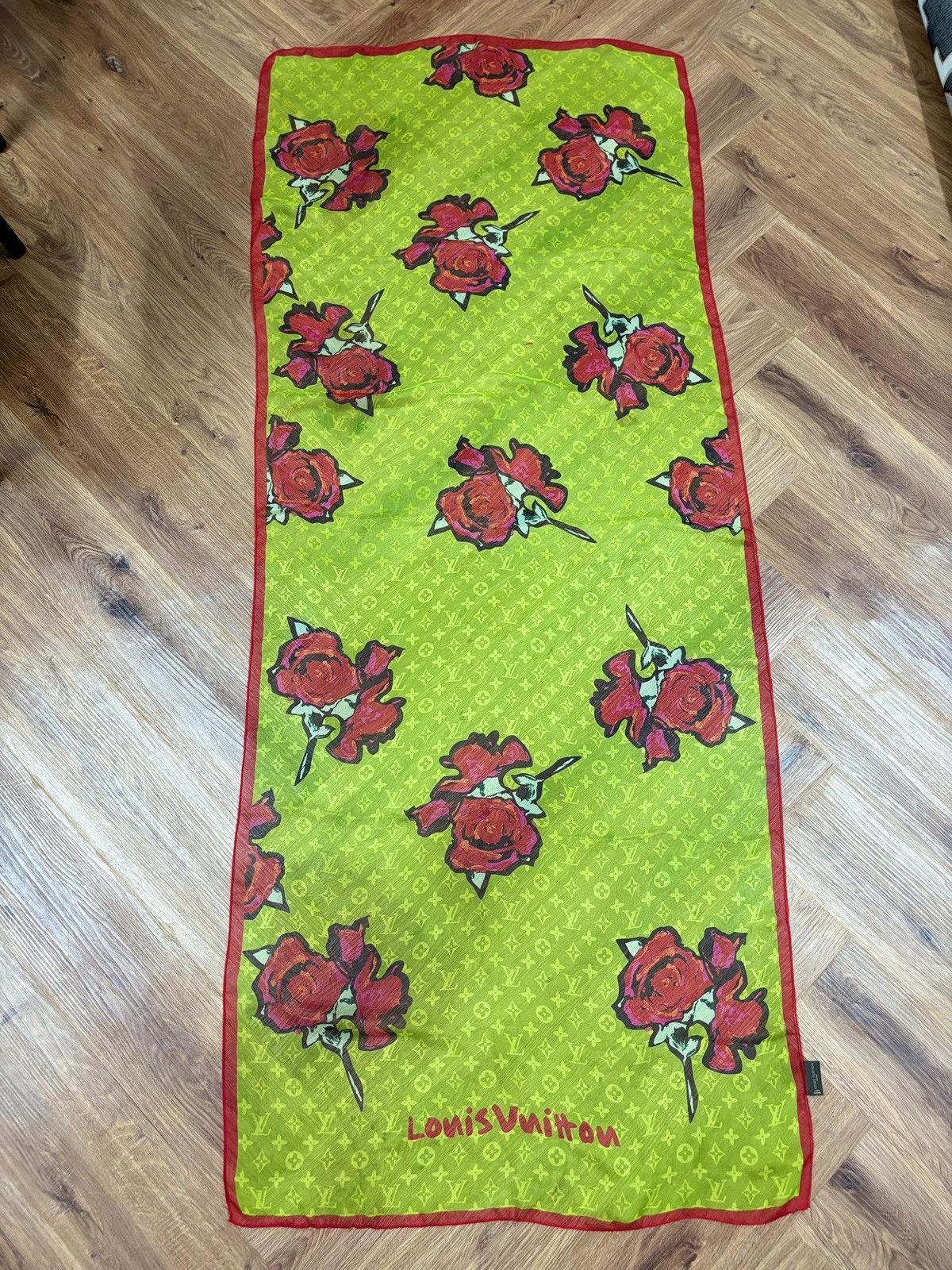 Louis Vuitton 2009 Stephen Sprouse Graffiti Rose Silk Scarf Monogram Logo Size ONE SIZE - 3 Thumbnail