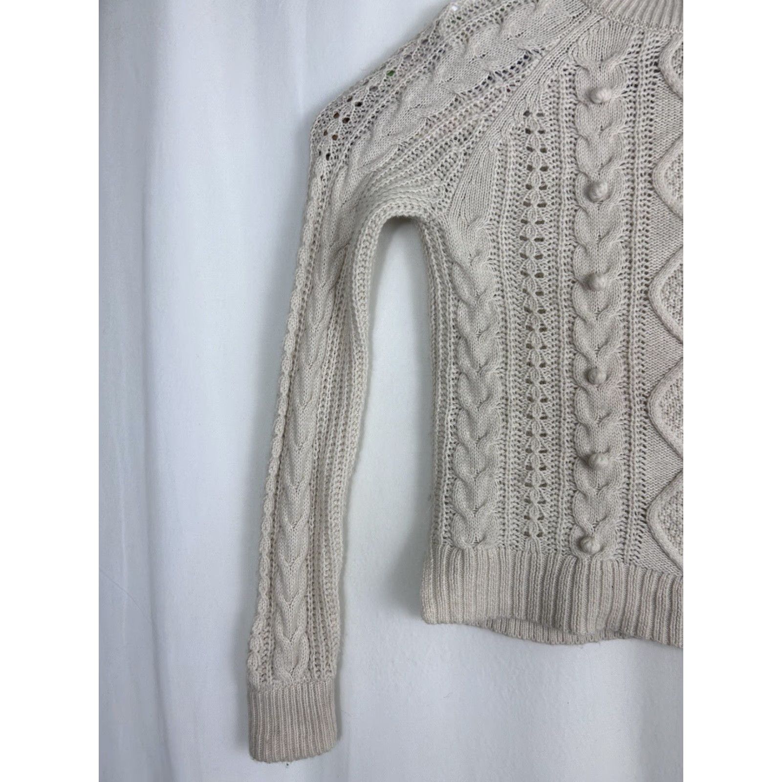 J.Crew J.CREW Sweater XS Beige Cable-Knit Pullover Women Size XS / US 0-2 / IT 36-38 - 2 Thumbnail