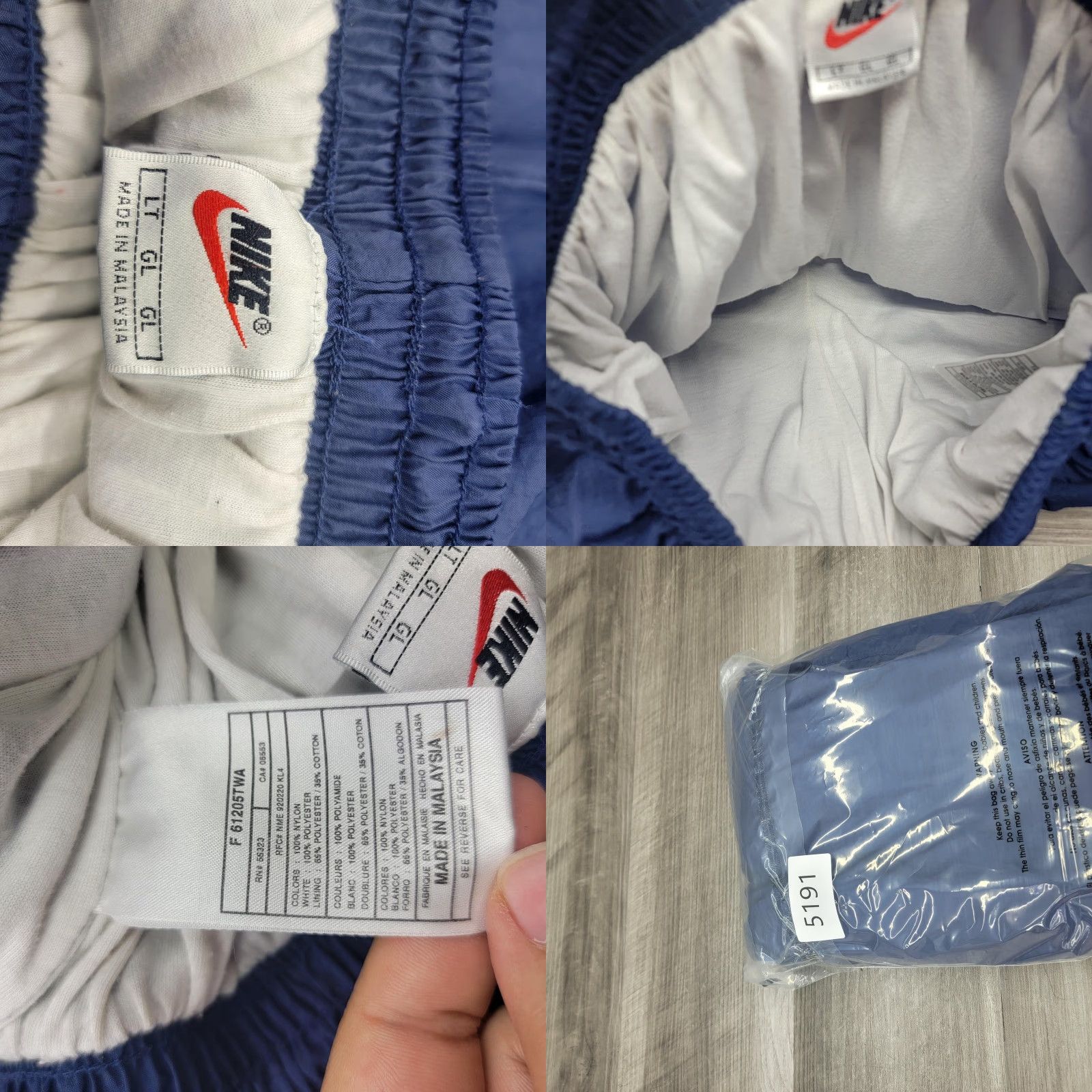 Nike Nike Pants Mens Large Blue Nylon Track Warm Up Jogger Lined Elastic Cuff Zip vtg Size US 33 - 9 Thumbnail