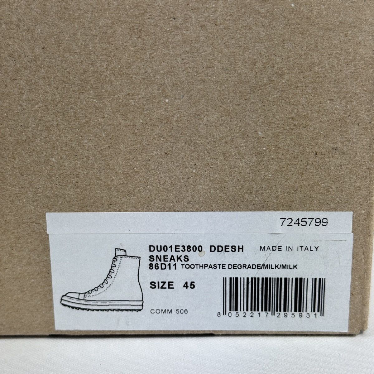 Rick Owens Drkshdw DISTRESSED DEGRADE HIGH TOP SNEAKERS Size US 12 / EU 45 - 12 Thumbnail