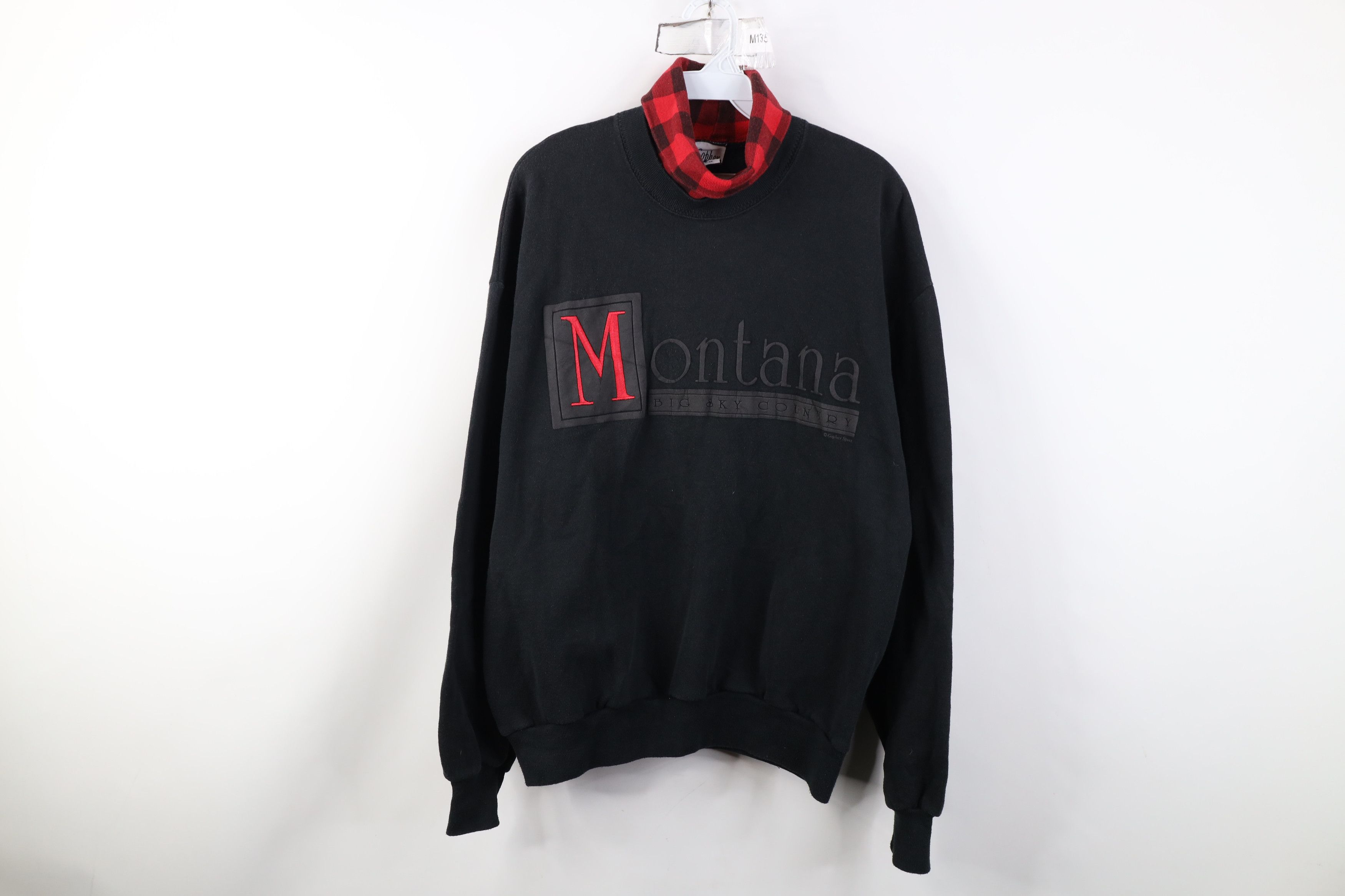 Vintage Vintage 90s Montana Big Sky Turtleneck Sweatshirt Black USA Size L / US 10 / IT 46 - 1 Thumbnail
